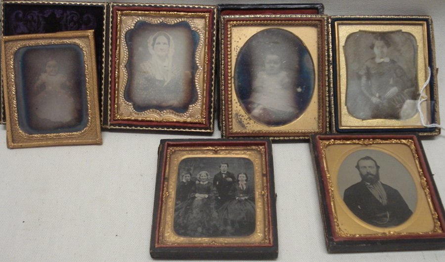 Six cased images including 4 Daguerreotypes (2 of: Six cased images including 4 Daguerreotypes (2 of children) plus 2 ambrotype portraits.