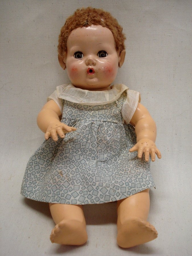 Effanbee "Dy-Dee-Baby" doll. Rubber body in good c: Effanbee "Dy-Dee-Baby" doll. Rubber body in good condition - sleep blue eyes - 2 toes worn on ends - 12"L. Provenance: From a Connecticut estate, name withheld by family.