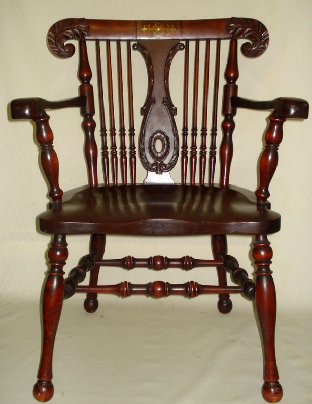 Two Edwardian era wooden parlor chairs including o: Two Edwardian era wooden parlor chairs including one with carved & inlaid back-splat.