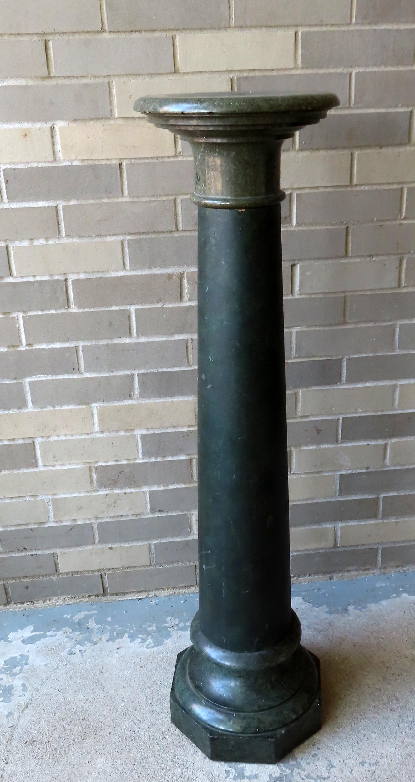 A green marble and wood pedestal in 3 sections. The top in original marble, 19th century, the turned (1 of 10)