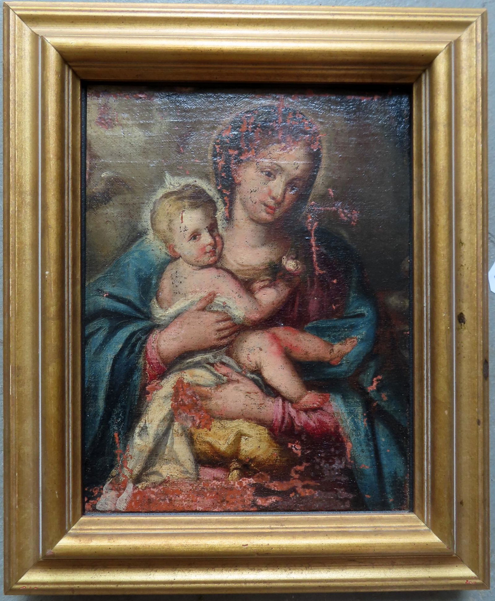 O/C Classical portrait of Madonna and Child, 18th century or earlier, probably continental origin. (1 of 3)