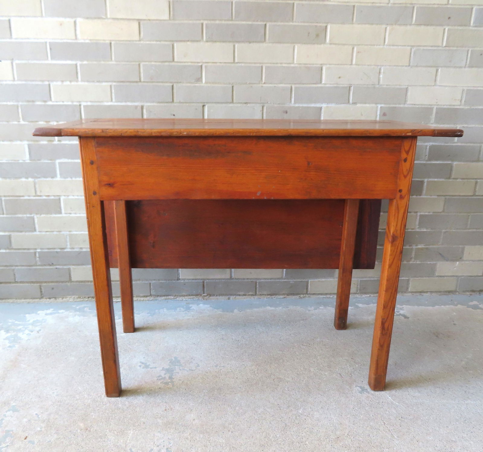 A Chippendale kitchen work table with single drop leaf, bread-board ends, and square beaded legs - (1 of 16)