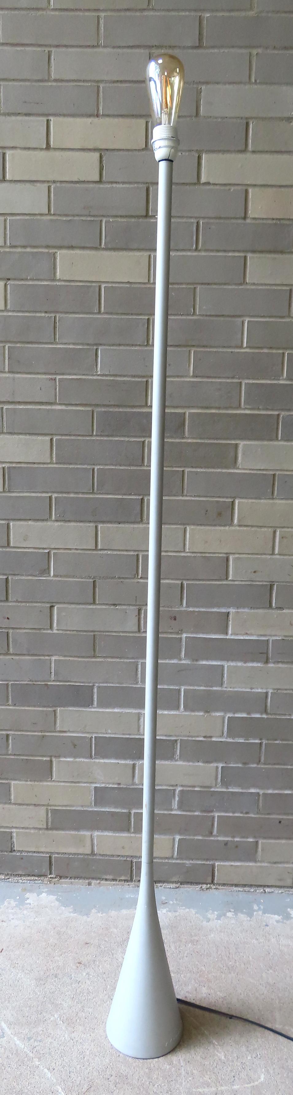 A mid century modern style painted gray steel floor lamp signed P. Mourgue, marked on weighted base (1 of 5)