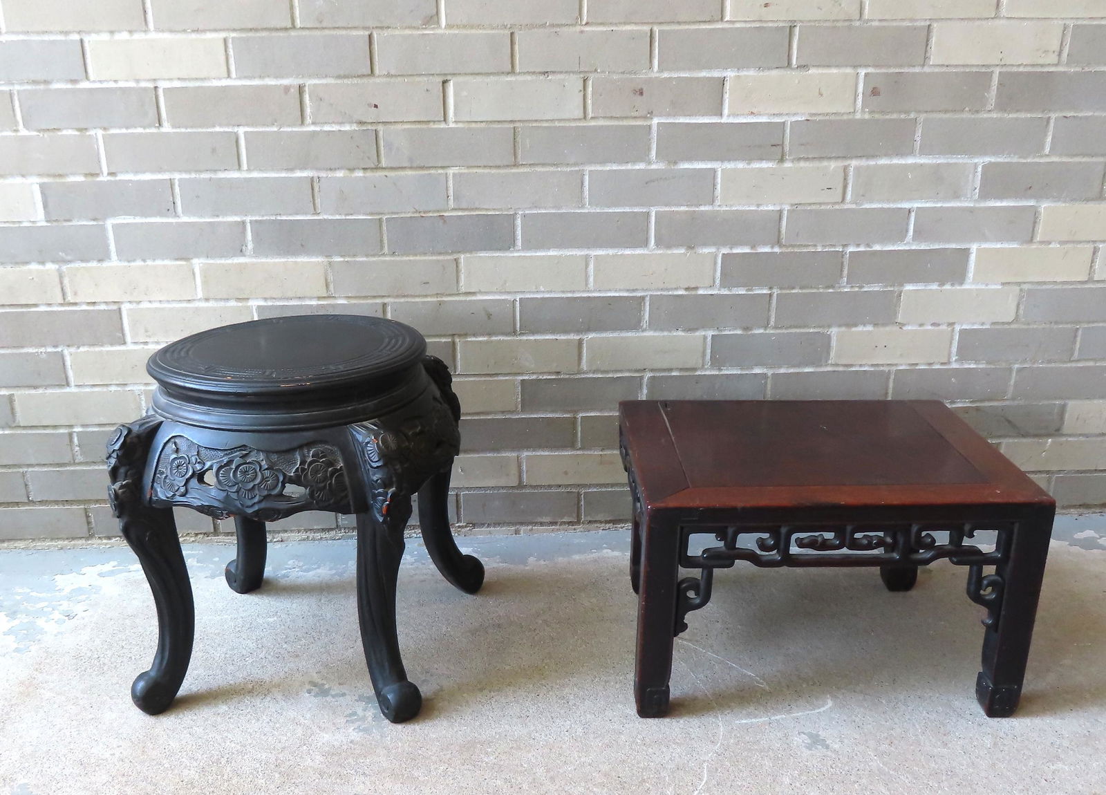 Two oriental carved wooden stands, both with minor use wear and in good condition. The largest (1 of 12)