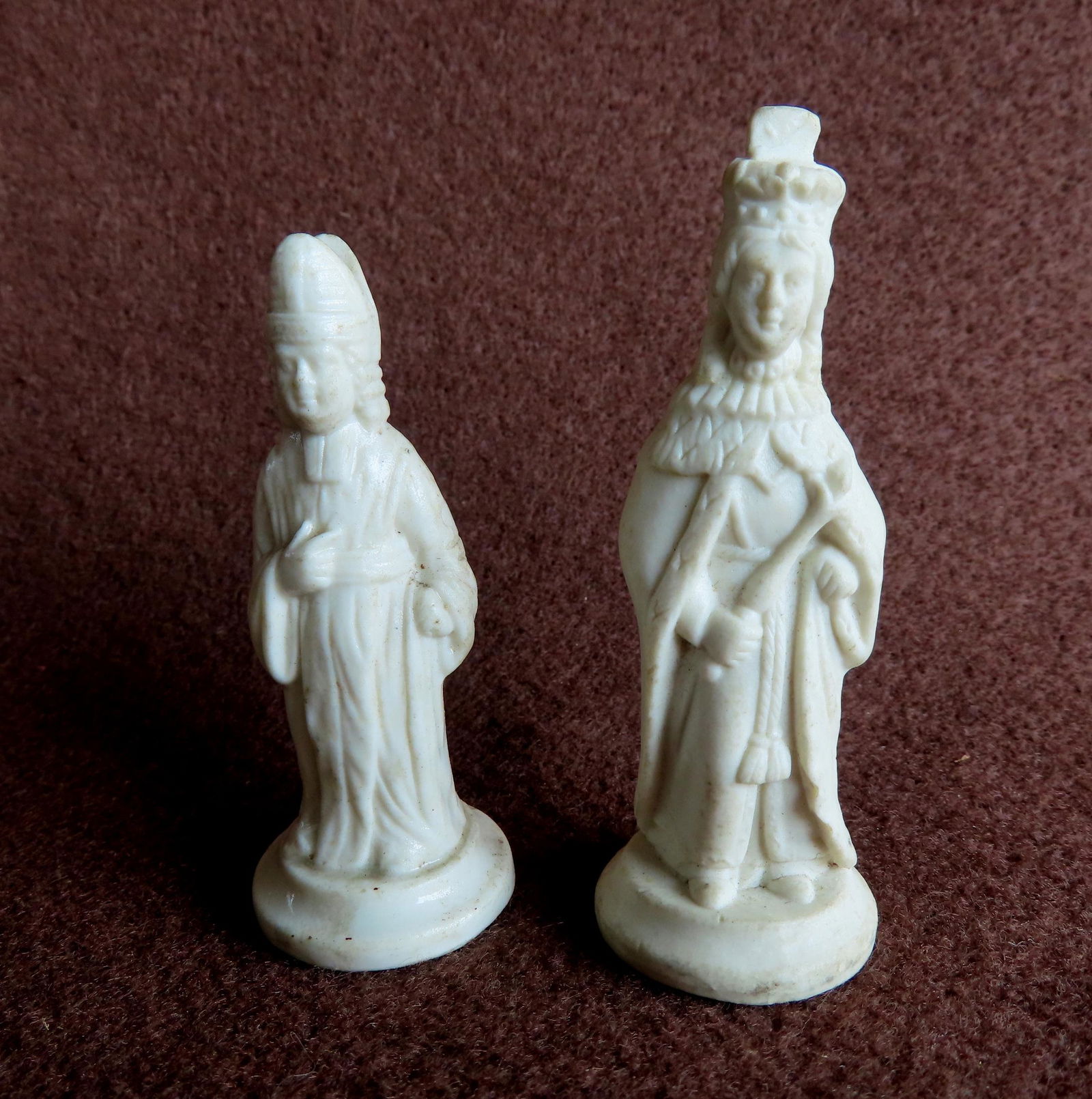 Two rare miniature white salt glazed stoneware figures that appear to be royalty, mid 18th century. (1 of 5)