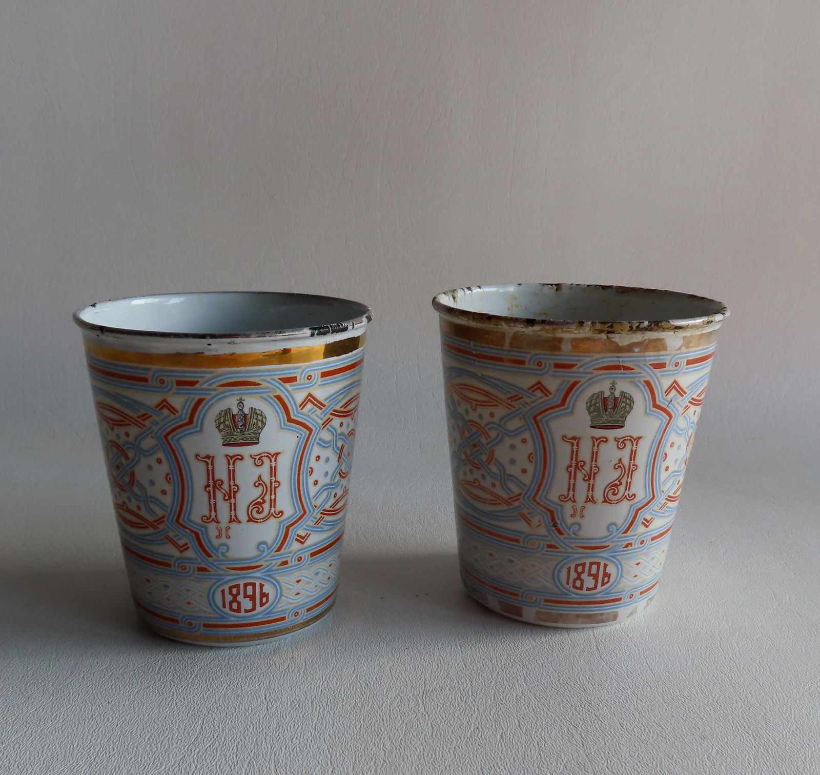 Two Russian enameled coronation cups known as the "Khodynka Cup of Sorrows", that were made for the (1 of 5)