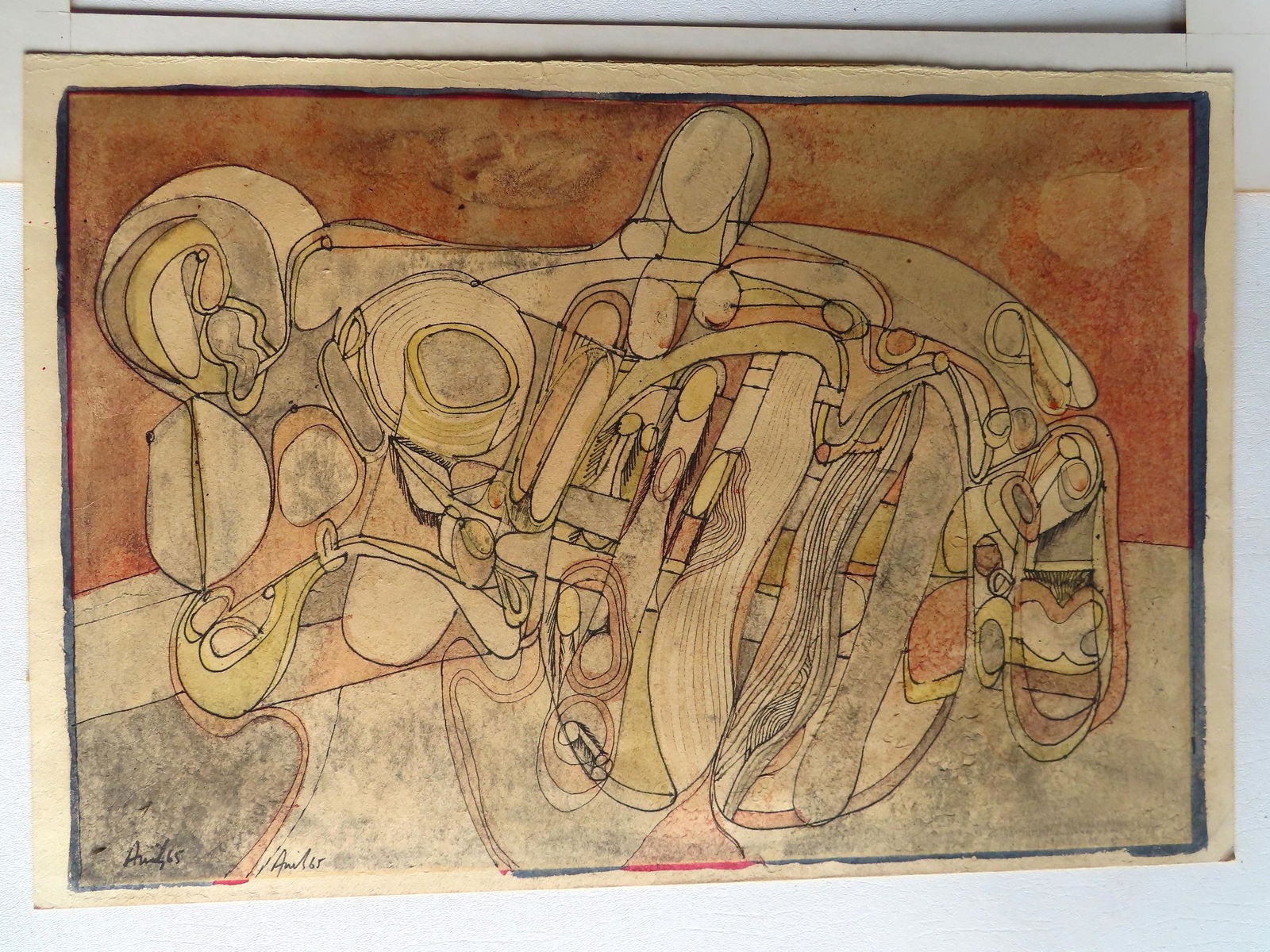 Three pieces of unframed original abstract expressionist artwork: John Grillo 1917 - 2014 (1 of 10)