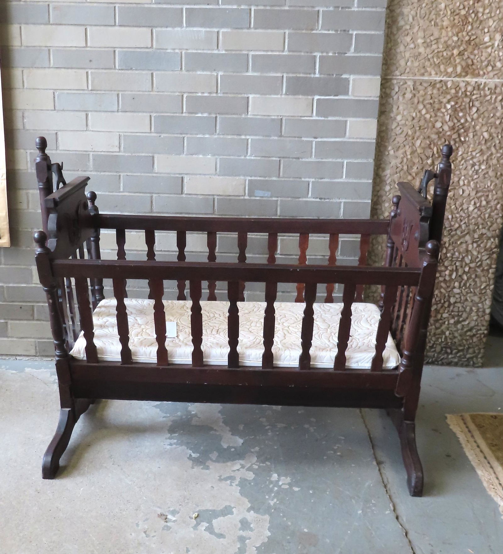 A Victorian black walnut rocking baby's cradle, very good condition. Measures 43"L x 20 1/2" x34 (1 of 6)