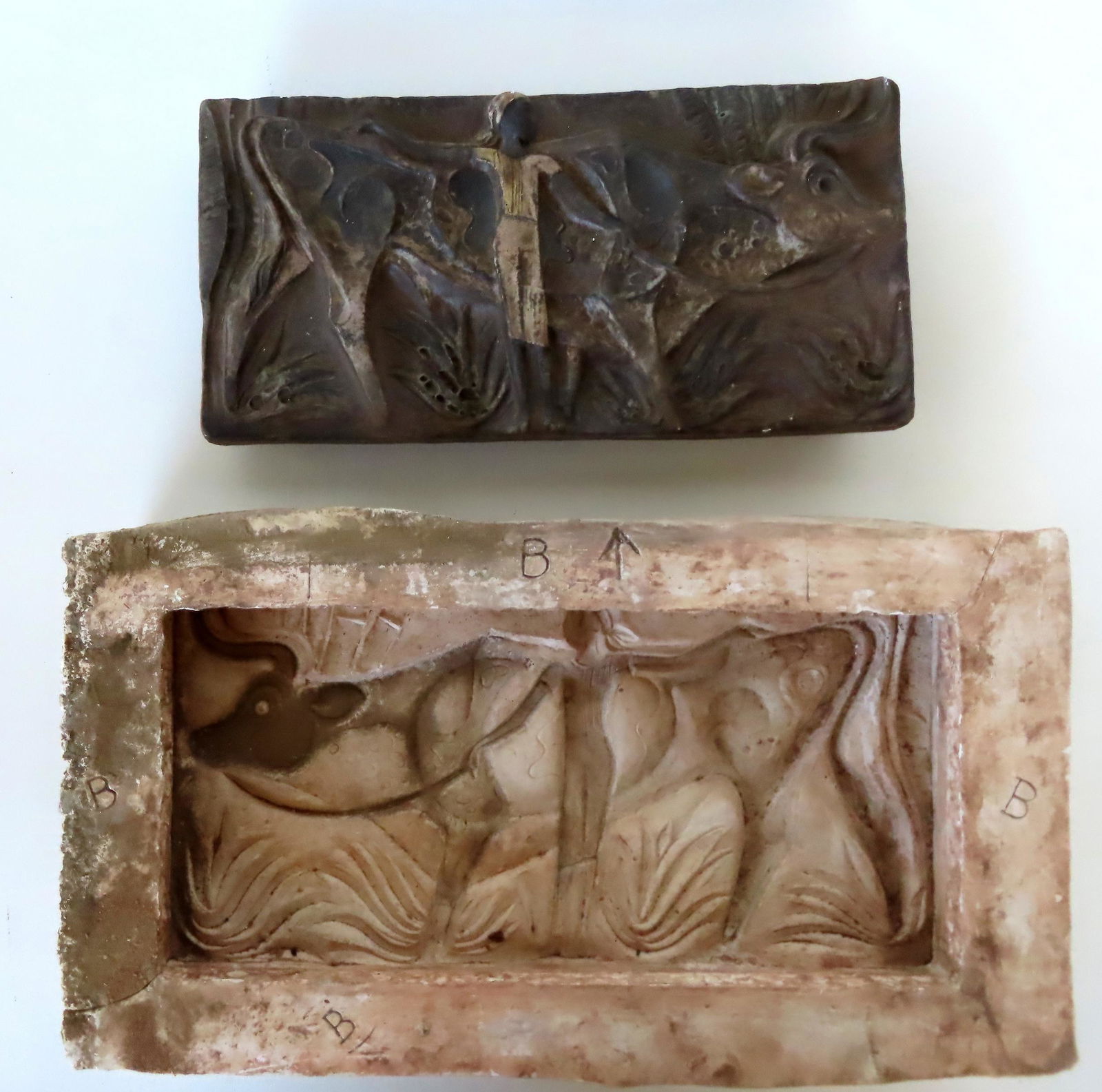 Walter Addison, New York, 1914-1982. A hand painted clay tile depicting a stylized African figure (1 of 9)