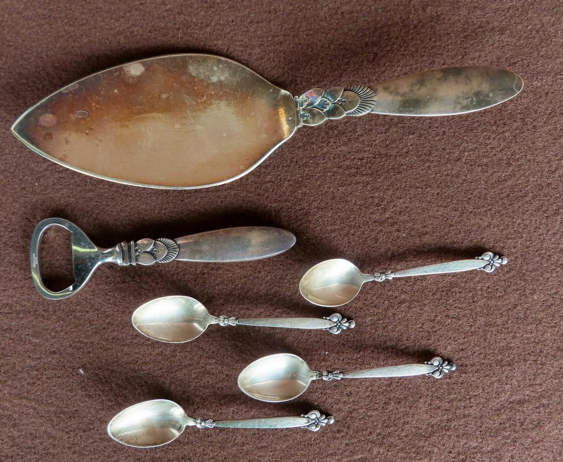 Two matching Georg Jensen sterling articles including cake knife (all sterling including blade - 3 (1 of 5)
