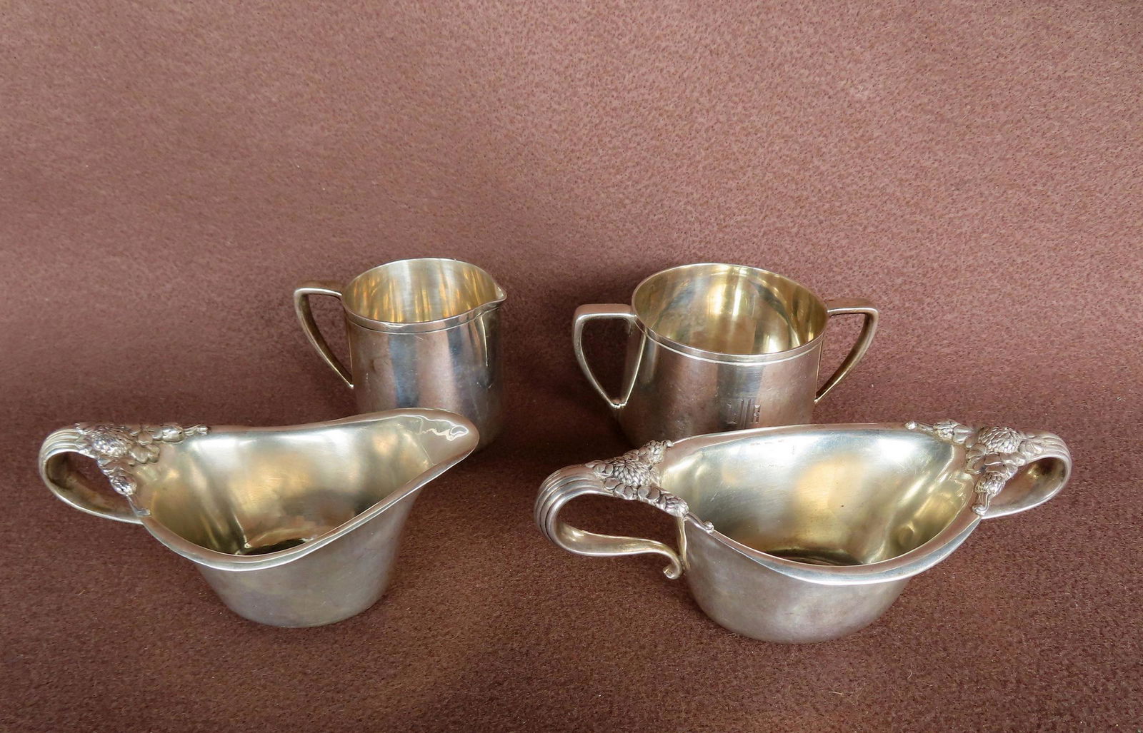 Two matching sets of "Tiffany & Co. Makers" sterling silver sugar and creamers, all in very good (1 of 8)