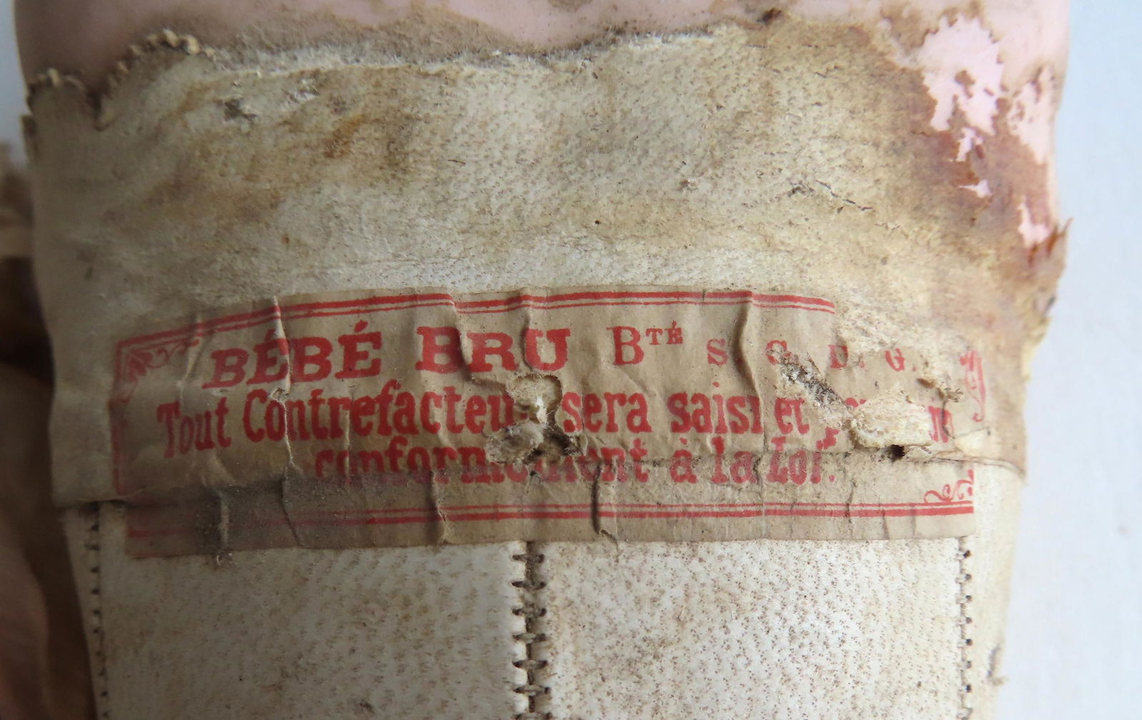 A signed Bebe Bru doll for parts including blue glass eyes. (1 of 6)