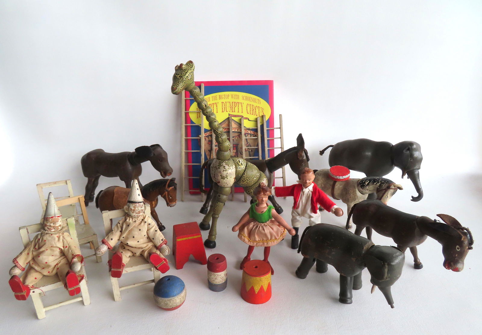 A partial Schoenhut circus to include, various animals, circus performers and accessories. Animals (1 of 10)