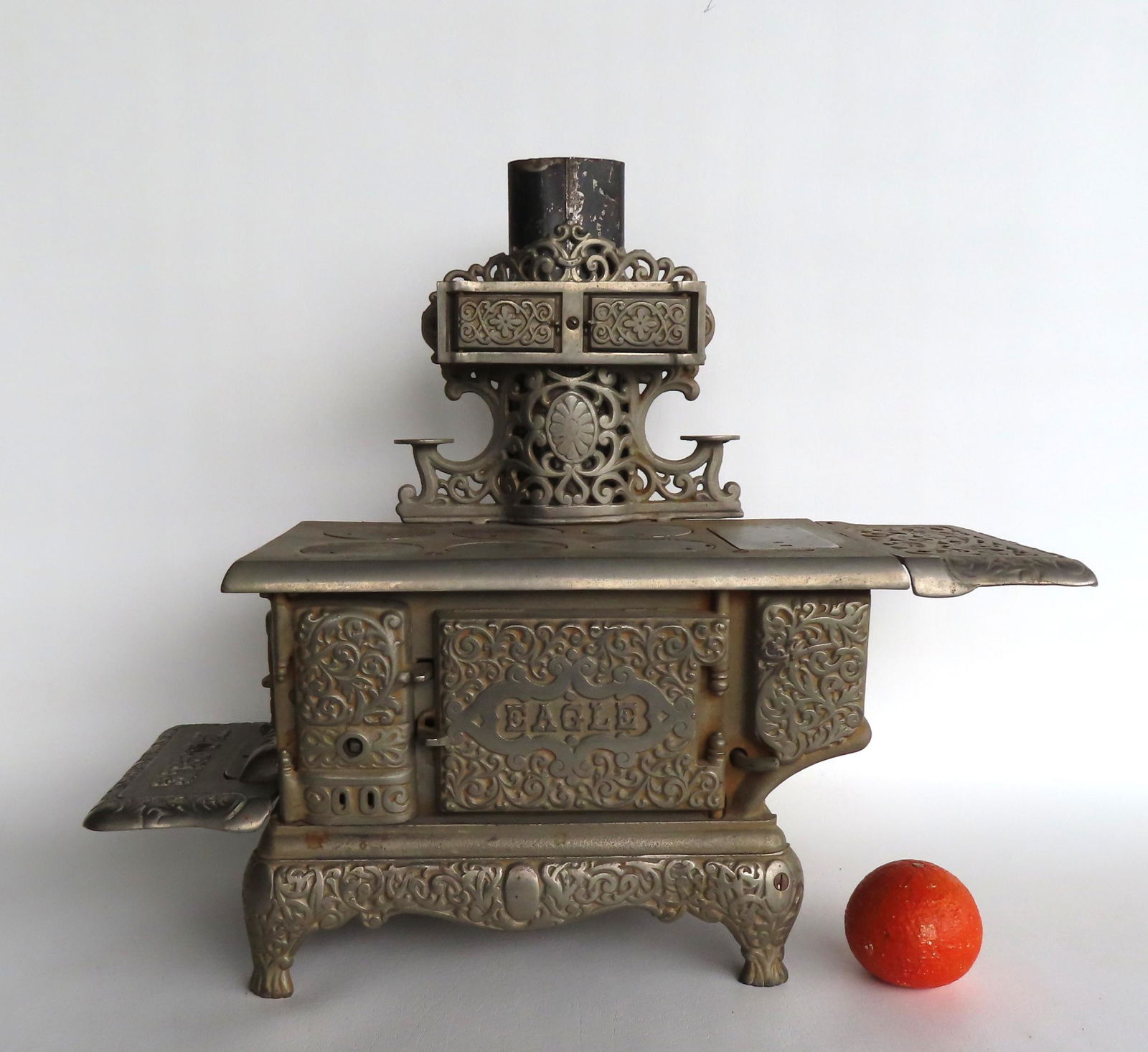 An exceptional/ nickel plated cast iron salesman sample stove marked "Eagle / Lancaster Brand" - (1 of 10)