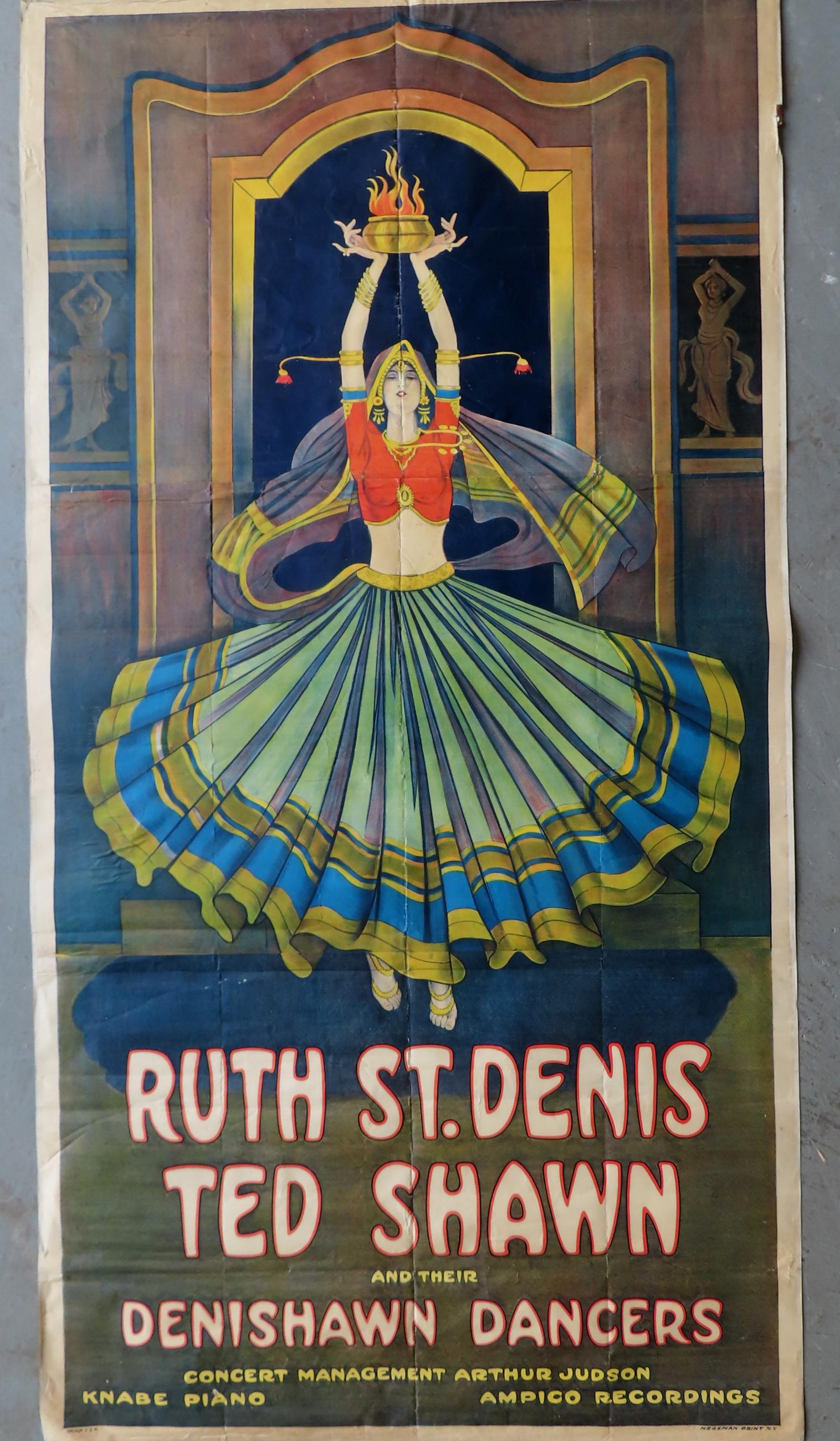 An authentic Ruth St. Denis promotional chromolithograph poster, circa 1920. Ruth St. Denis (1 of 13)