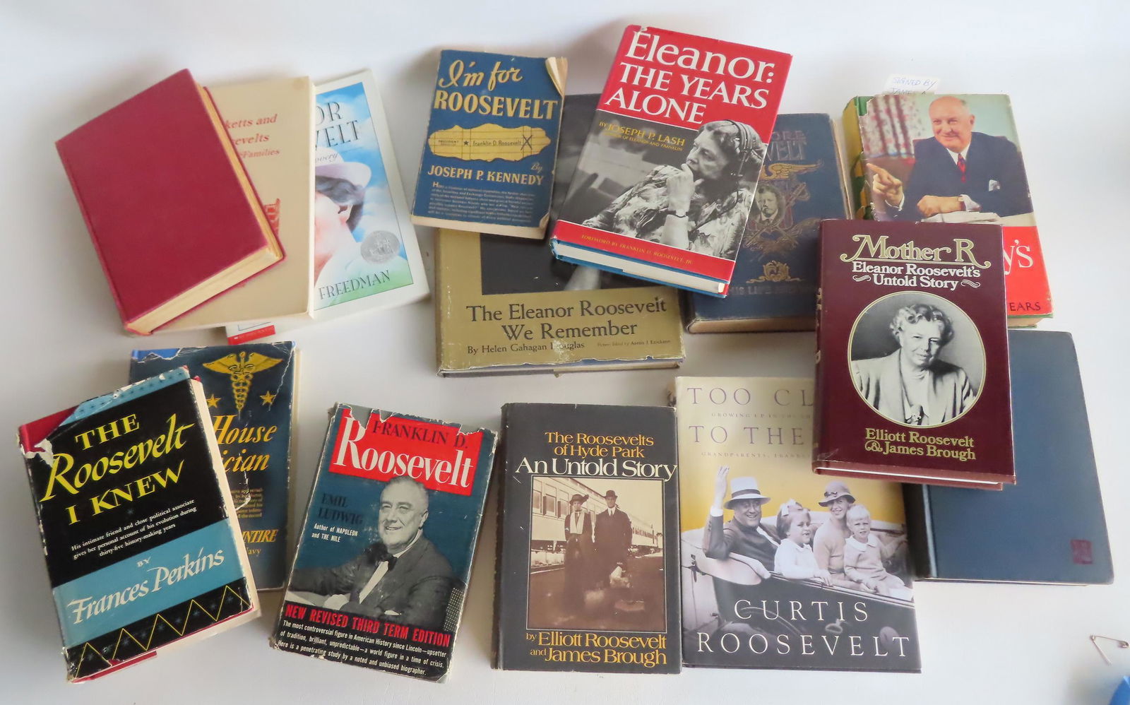 Grouping of 15 Roosevelt related books, to include: Signed Sara Delano Roosevelt (mother of Franklin (1 of 7)