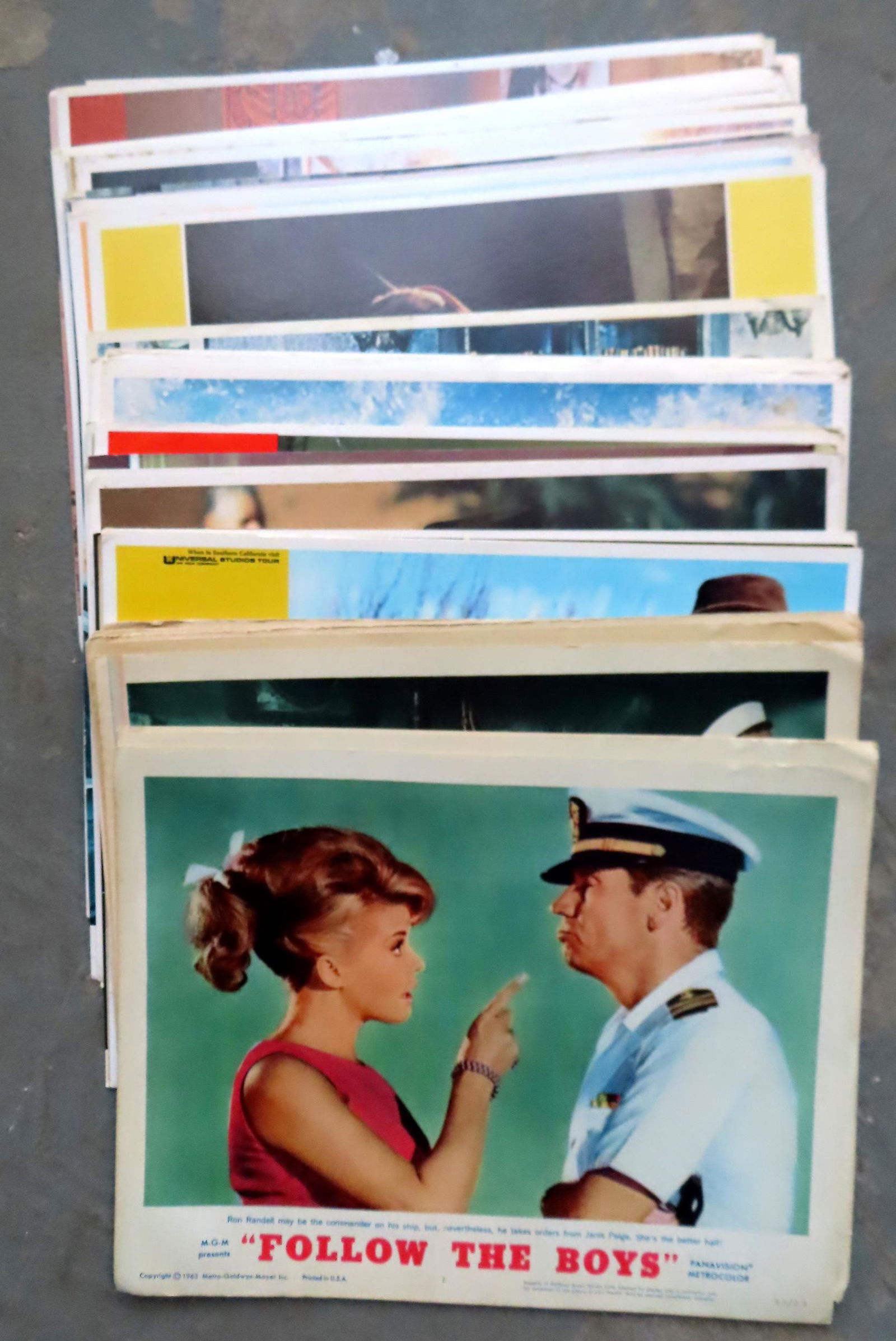 Grouping of 113 cardboard lobby cards, 1948-1980's, most in color, each 11" x 14 1/4", to include: A (1 of 8)