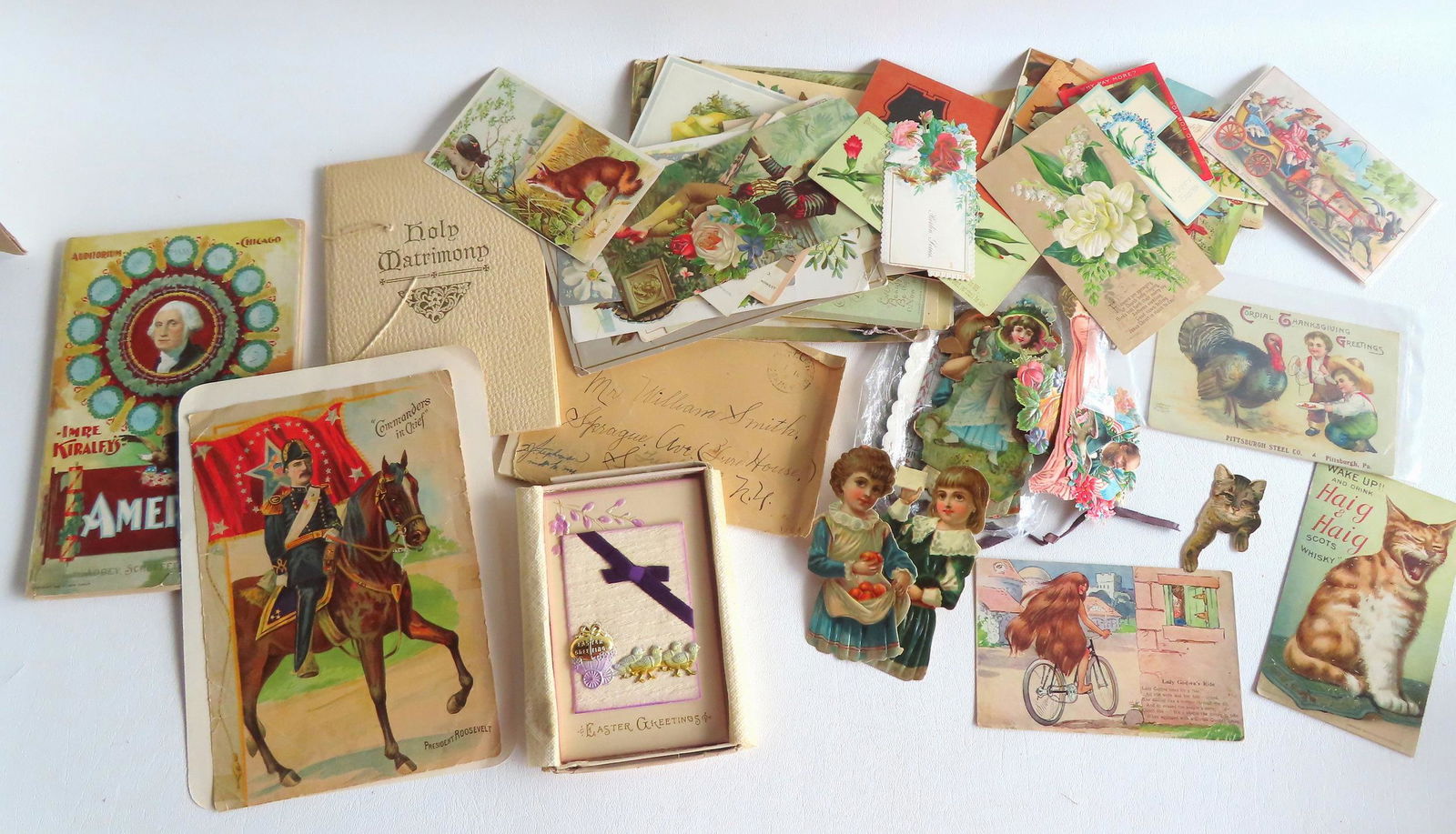 A grouping of various ephemera, total of 80 pieces, including postcards, adverting and greeting (1 of 14)