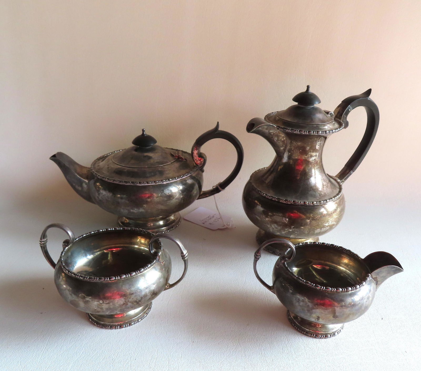 A Walker & Hall Sterling Silver 4 piece tea/coffee service. (1 of 8)
