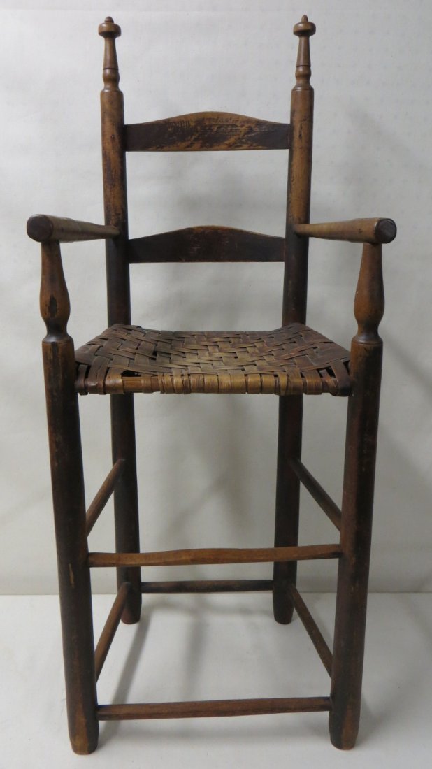 139 Very fine child's ladder back high chair in origin