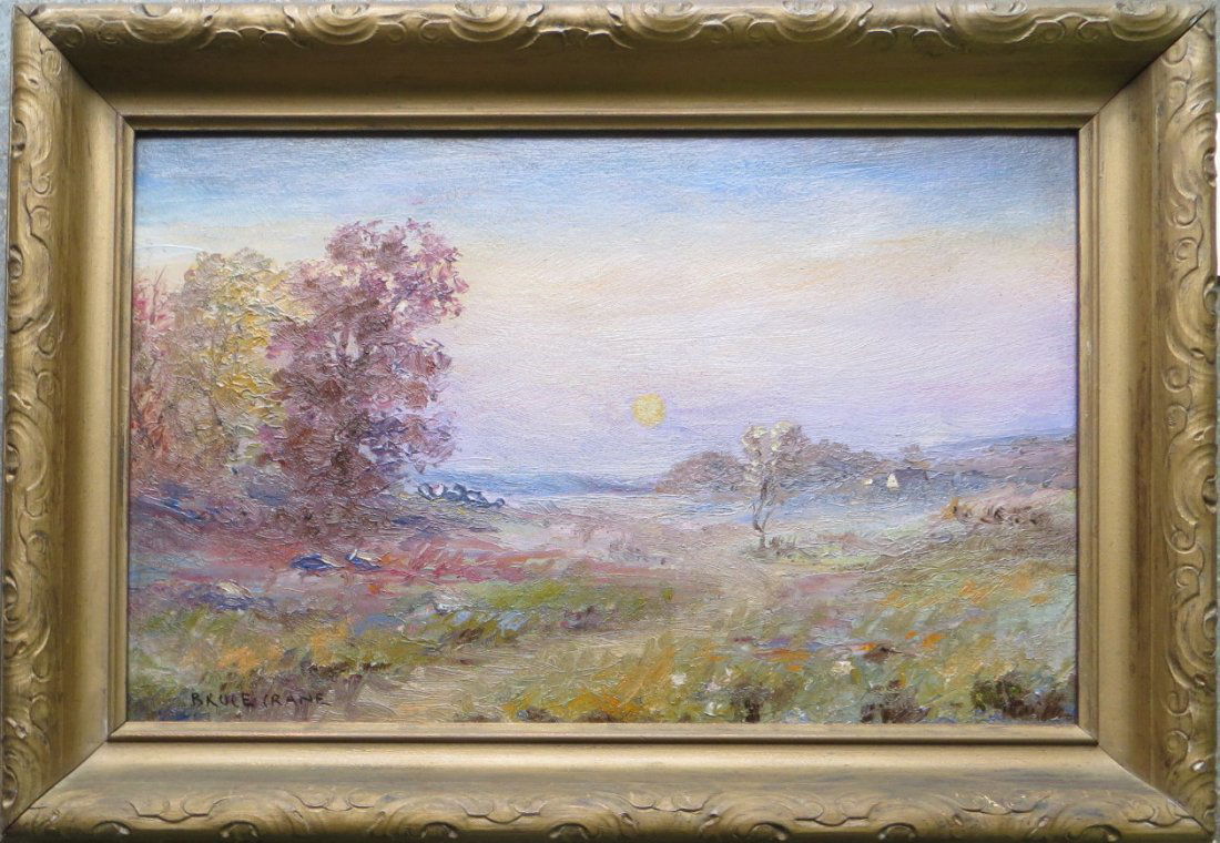 O/B Impressionist landscape signed Bruce Crane (NY: O/B Impressionist landscape signed Bruce Crane (NY/CT 1857-1937). 9" x 14"