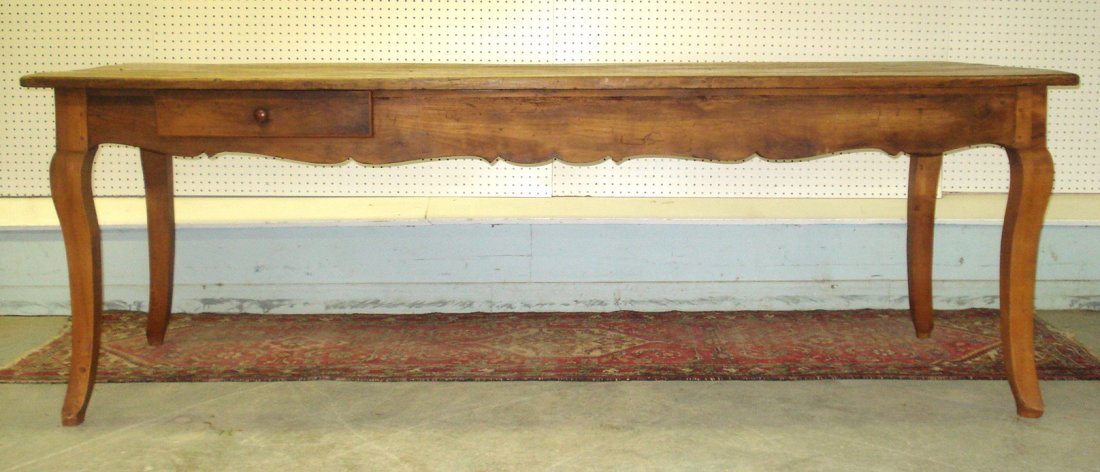 Large French farm table with 2 drawers. Late 19th: Large French farm table with 2 drawers. Late 19th century. 7' 5"L x 2' 8.5"W x 2' 6.5"H .