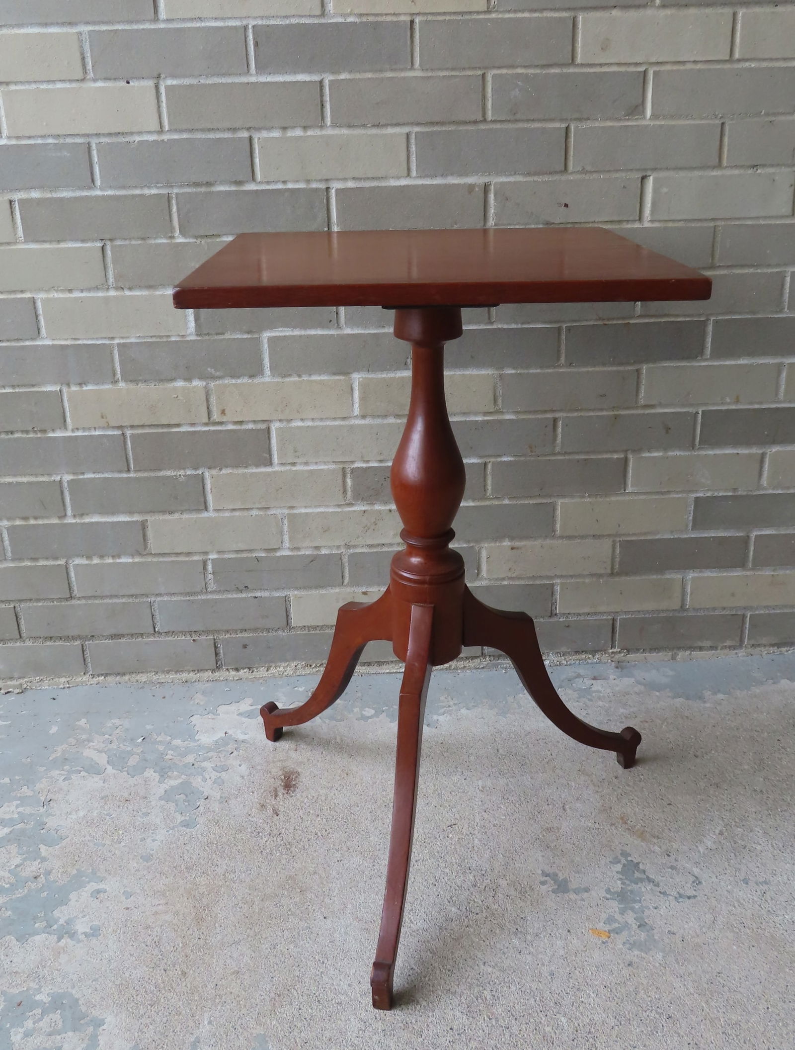 A good cherry candlestand with square top, turned post, pronounced spider legs. Early 19th century. (1 of 6)