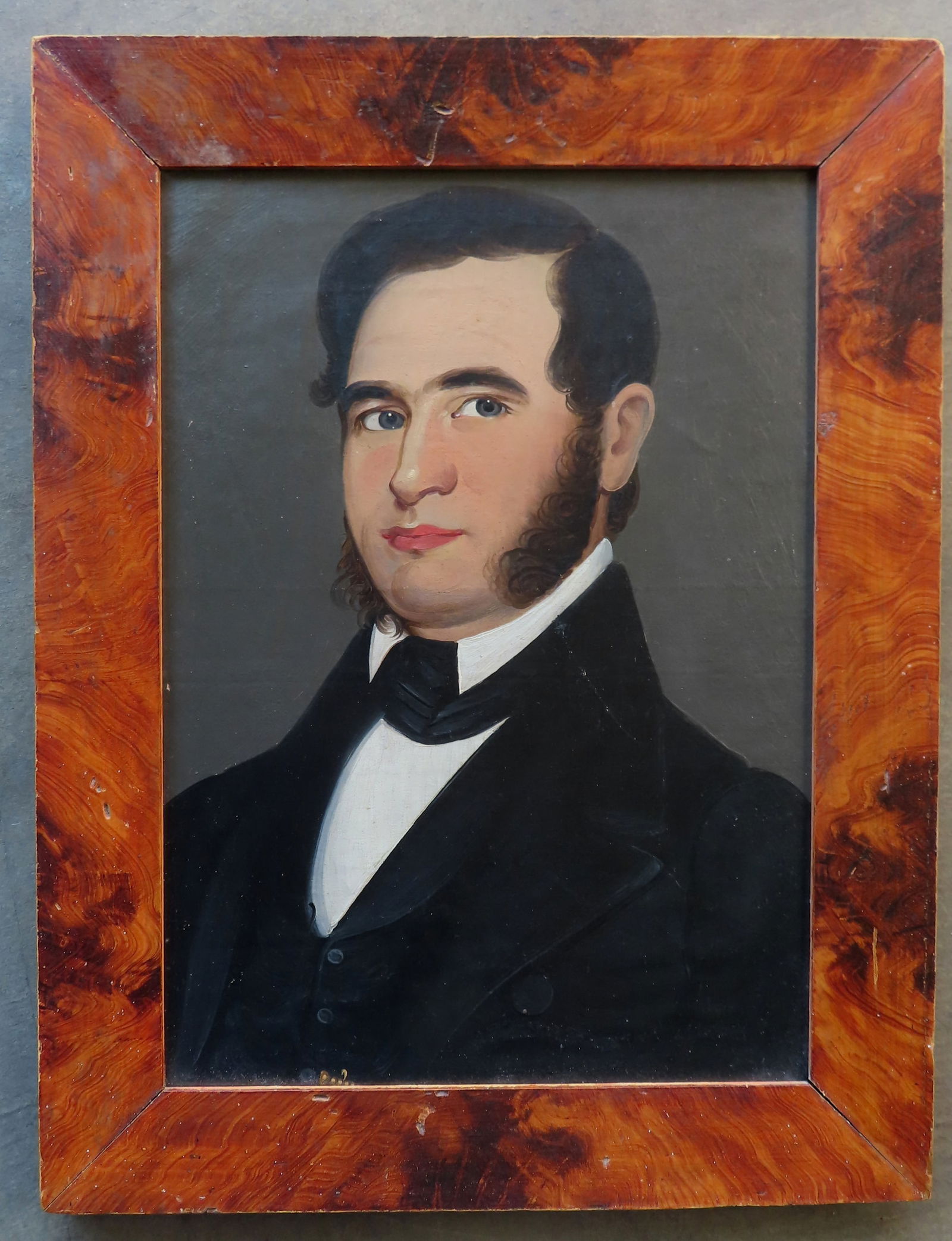 O/C  Portrait of a young man, Prior/Hamlin school, housed in a very fine grain painted frame, circa (1 of 5)