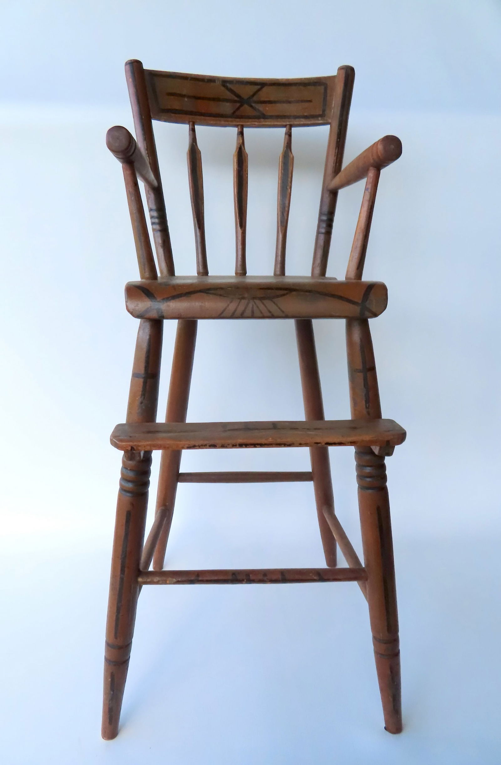 A hand painted child's high chair with splayed turned legs in original paint, circa 1830-50. Very (1 of 9)
