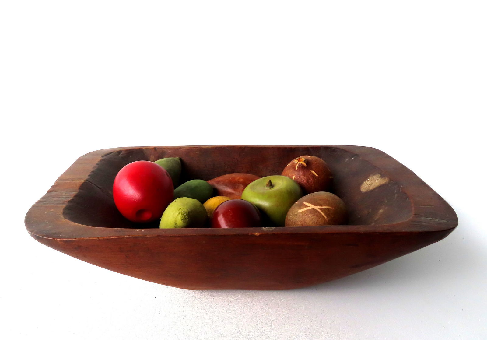 An early treenware hand dug bowl, late 18th to early 19th century, together with a grouping of 20th (1 of 6)