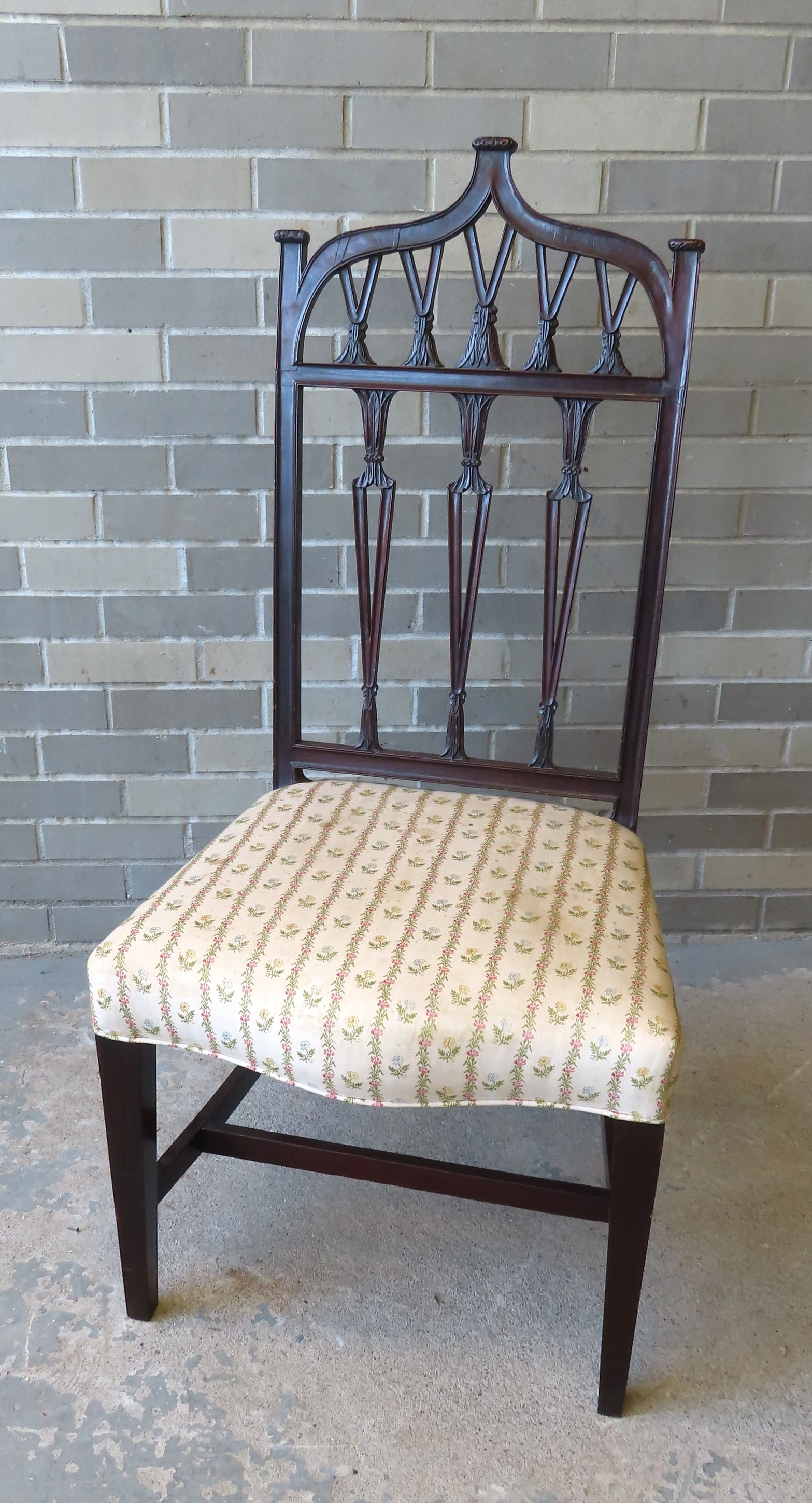 An early gothic mahogany Hepplewhite side chair with upholstered seat, tapered legs and side (1 of 7)