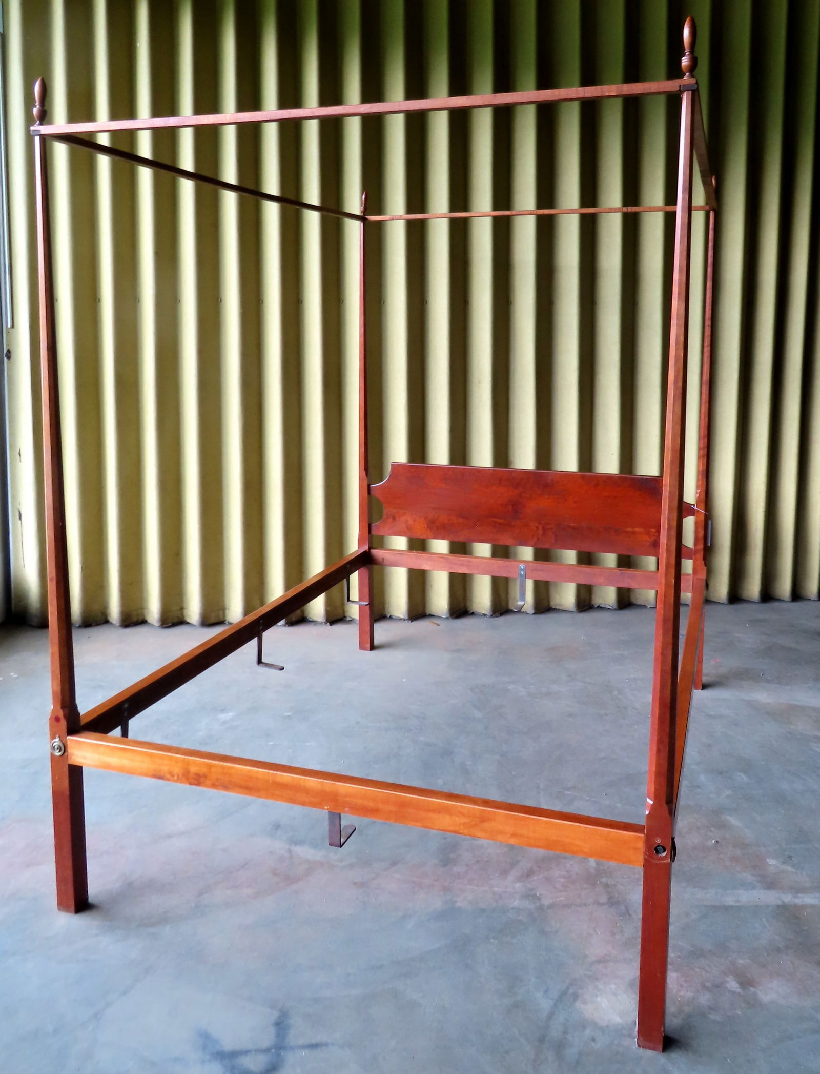 A signed Eldred Wheeler cherry pencil post canopy bed, very good condition. Overall size 64 1/2" W x (1 of 12)