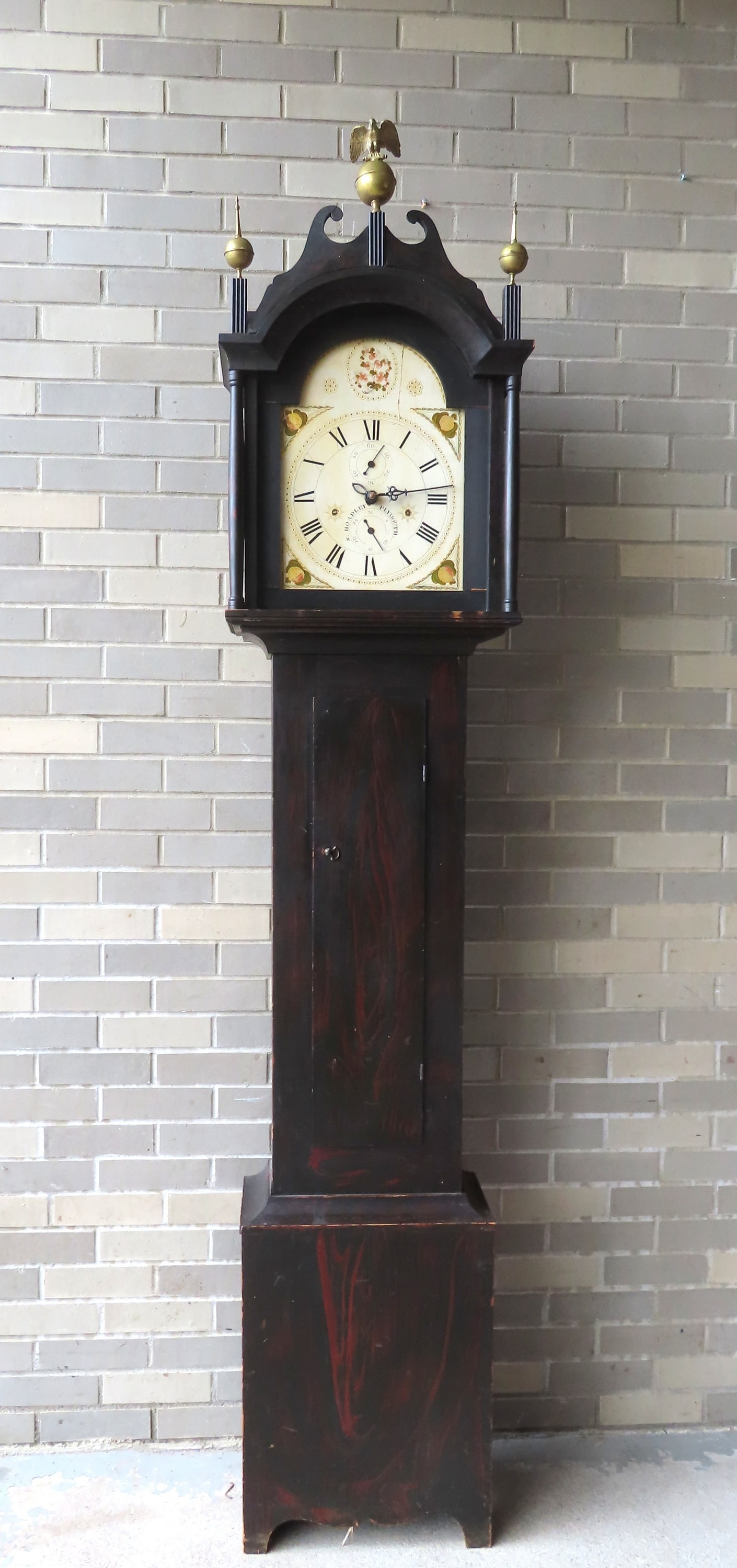 A  red and black grain painted S. Hoadley (Silas Hoadley, Plymouth CT, 1786-1870) Hepplewhite tall (1 of 20)