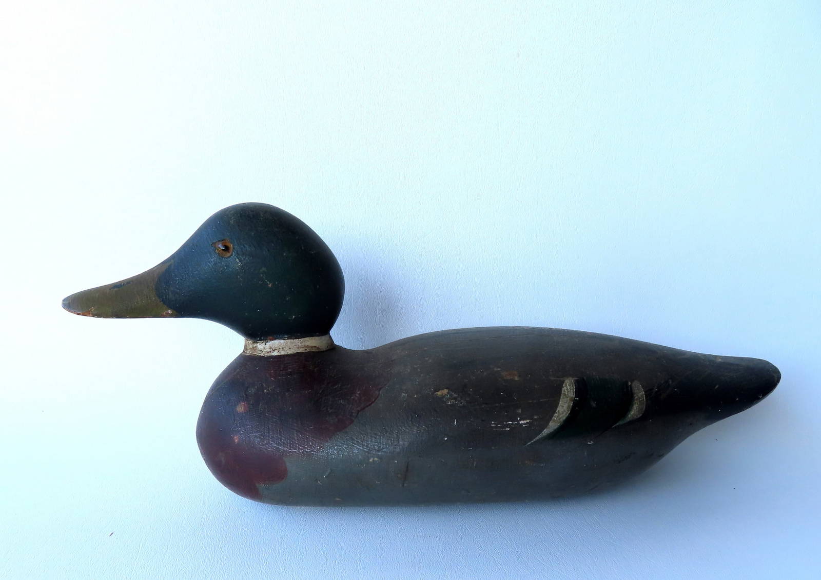 A Good Mallard Decoy In Original Paint, With Glass Eyes, Early 20th