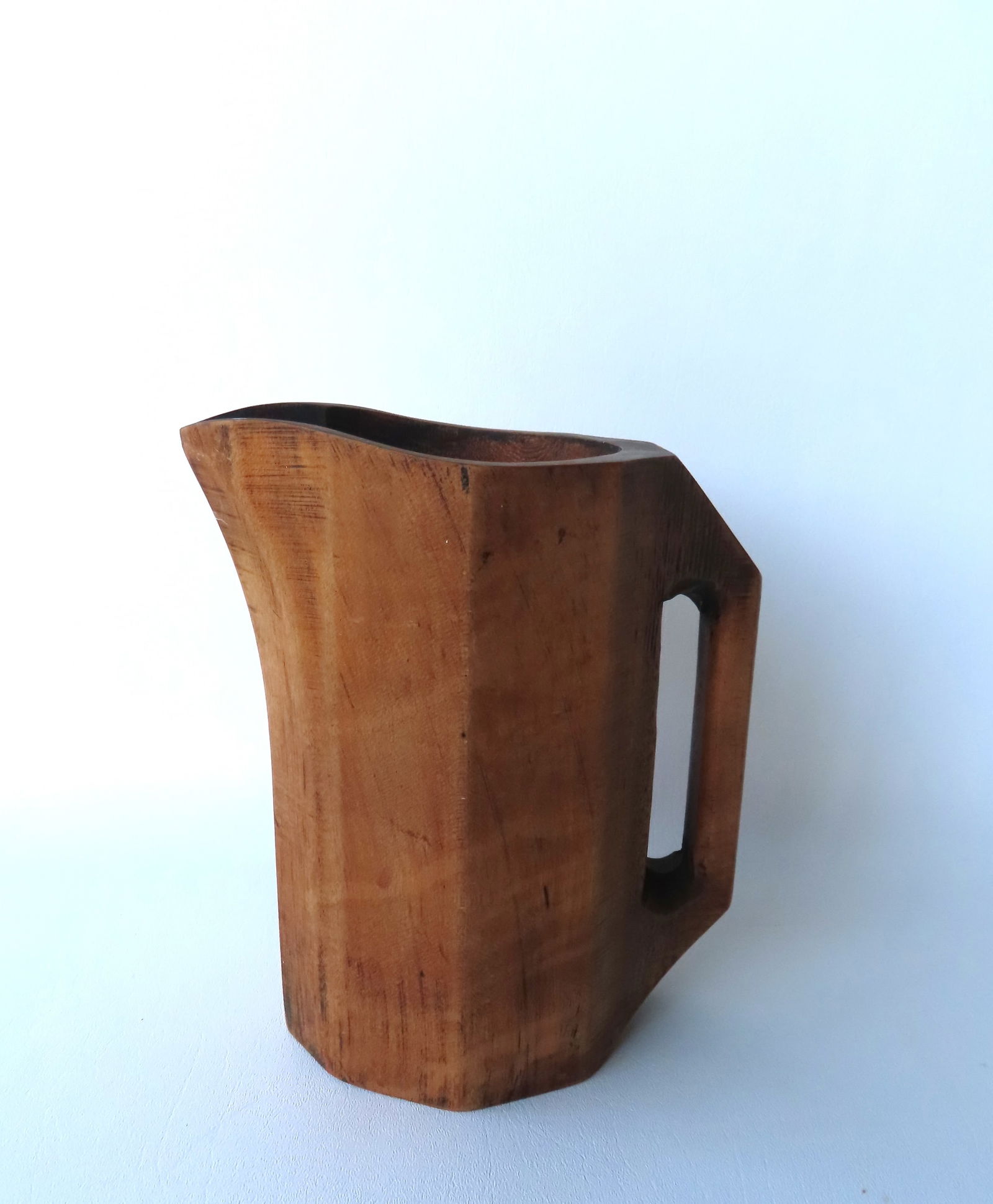 A Primitive Wooden Noggin, 19th Century, Good Condition. Measures 7 1/2