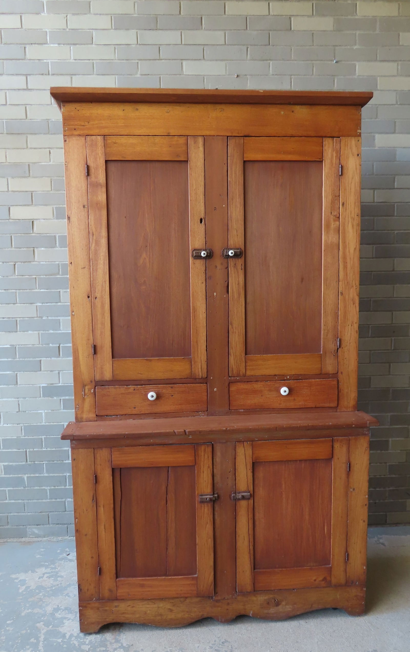 A mixed hardwood step-back cupboard having 2 paneled doors over 2 drawers, over 2 paneled doors, New (1 of 12)