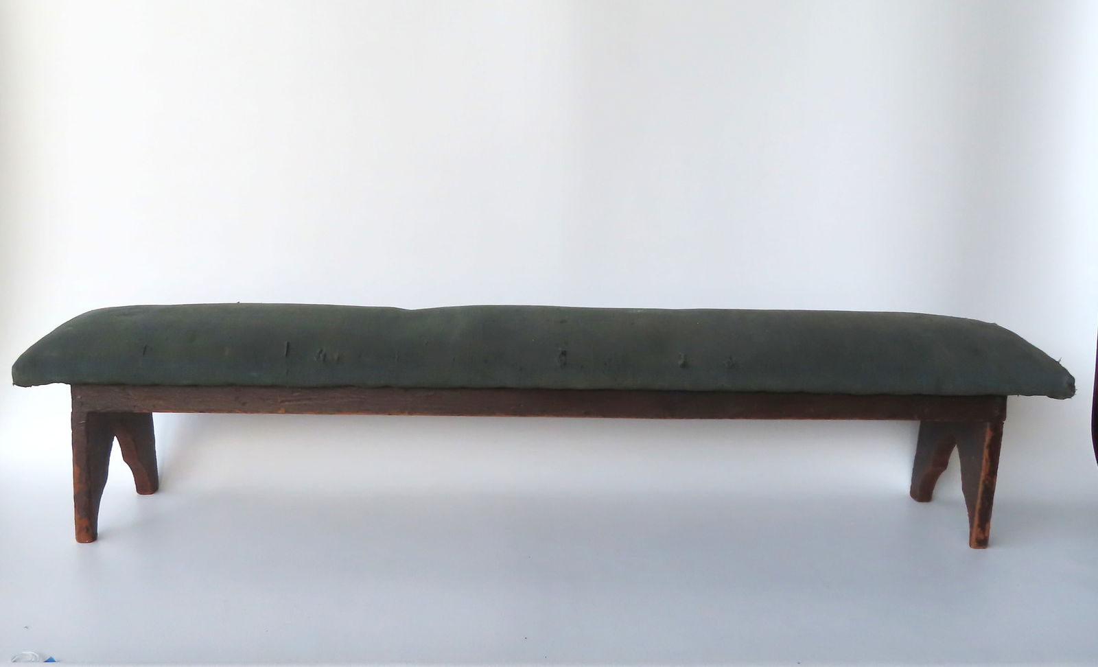 A small primitive kneeling stool with cutout sides in original black stain, square nail construction (1 of 7)