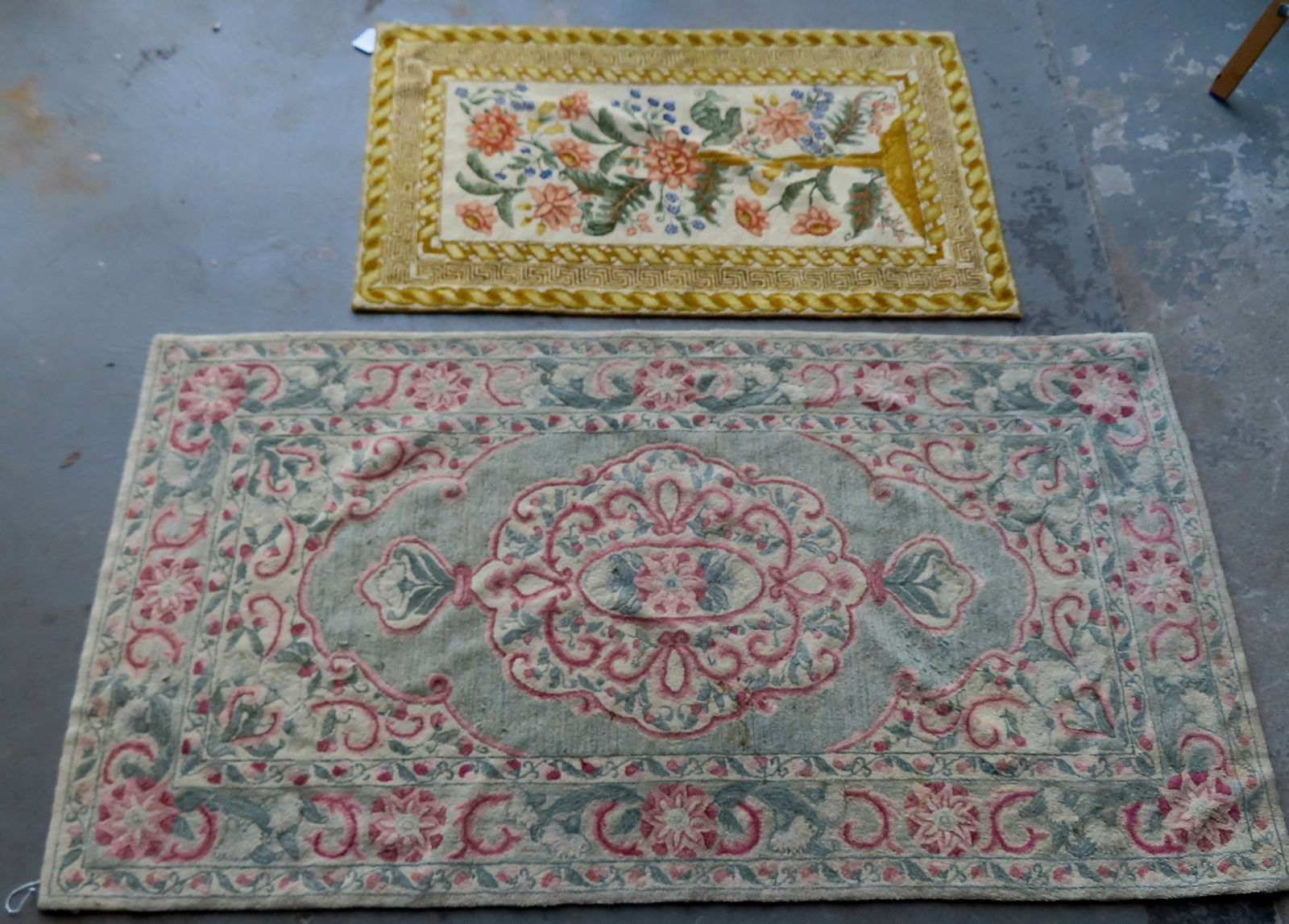 Two floral hooked rugs signed by maker  "Betty Campaigne" from Guilford, Connecticut. The first (1 of 10)