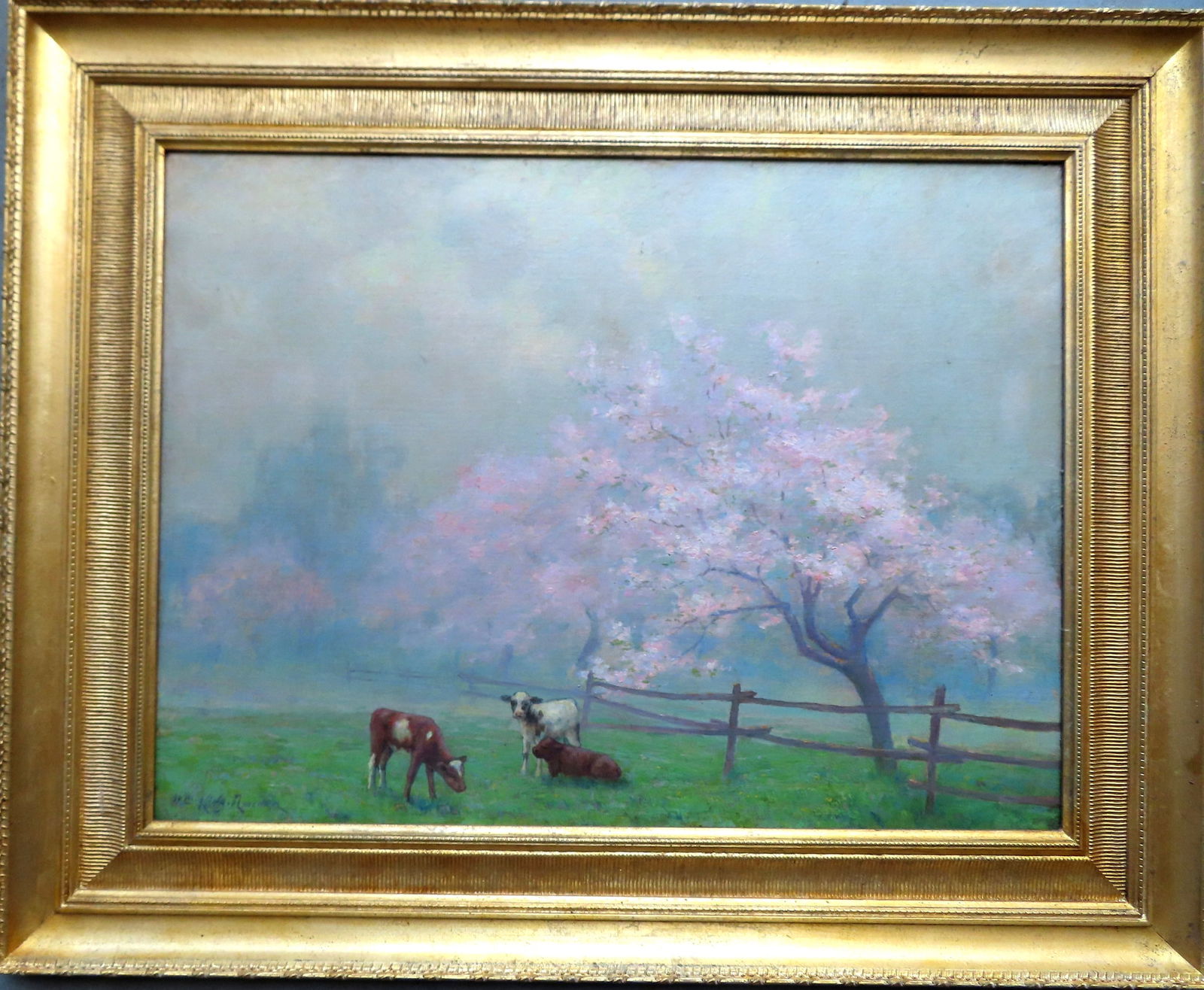 William King Amsden (1859 - 1933) was active/lived in New York, Ohio. Large oil on Masonite (or (1 of 5)