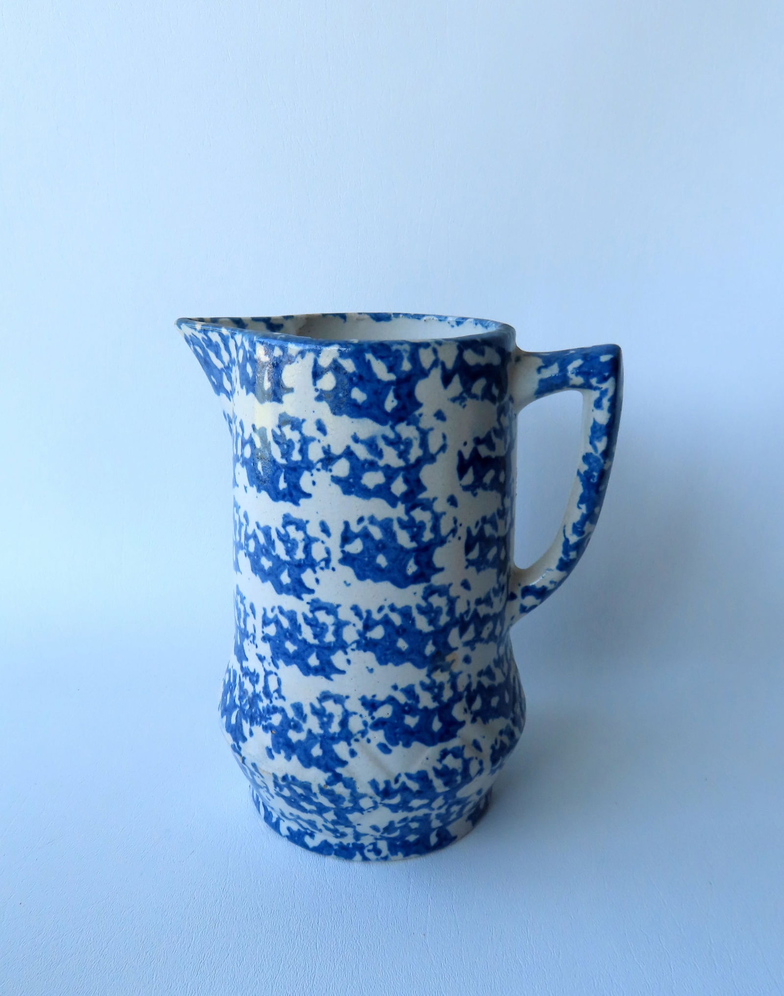 A blue and white spongeware pitcher, 19th century in very good condition with no damage or repairs. (1 of 5)
