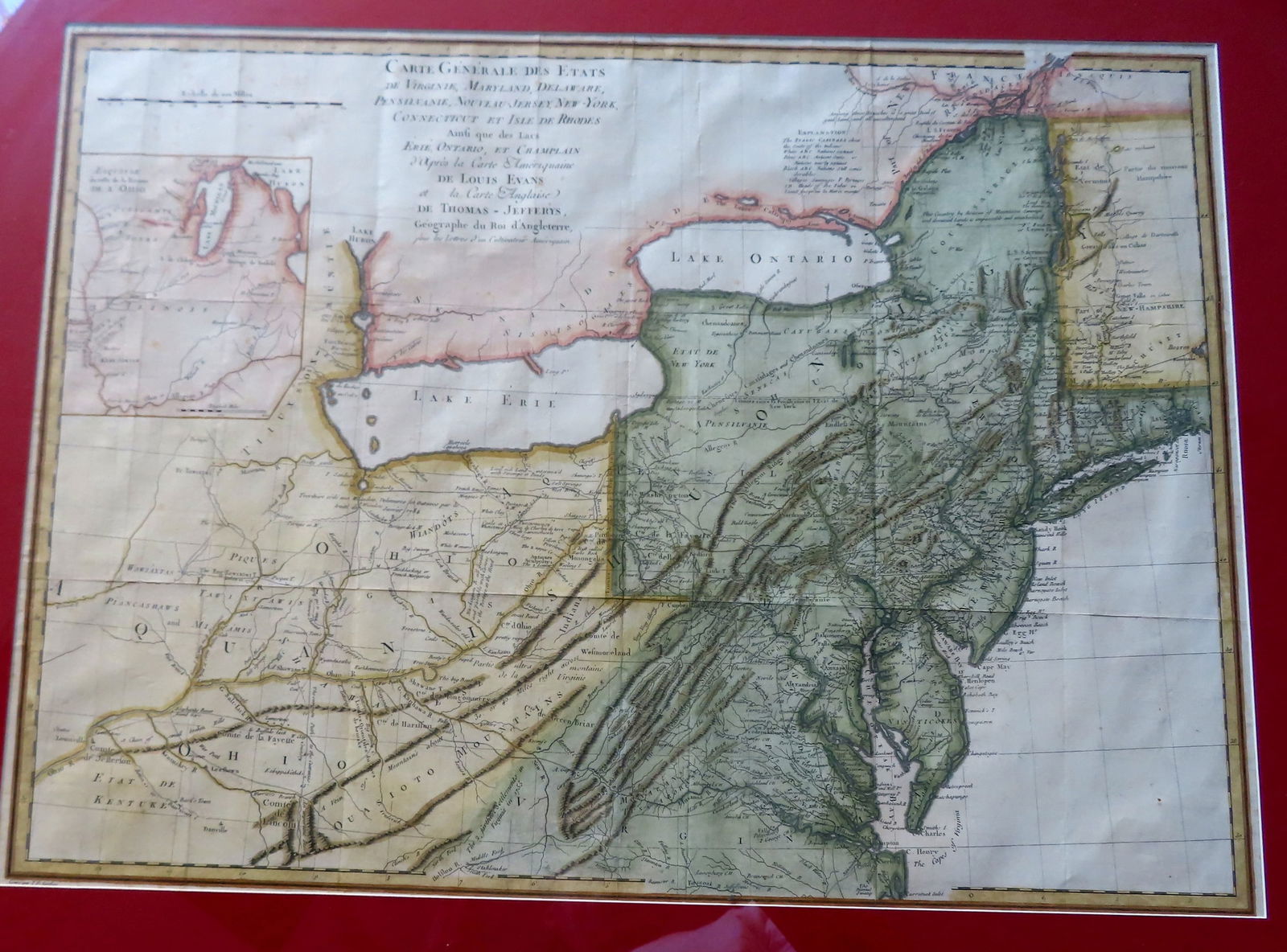Selling a later version of the famous Evans â€“ Jeffreys hand colored map  of 1755, this version (1 of 8)