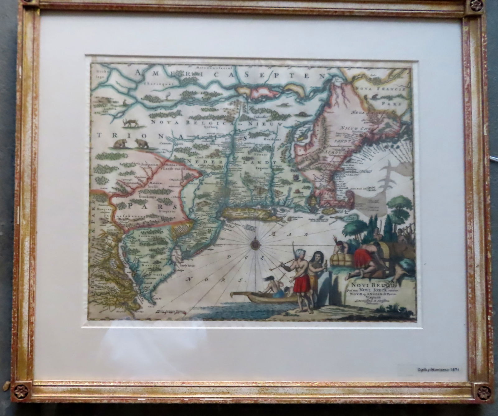 An important historical map by Montanus and Ogilby depicting New York, New England, and Virginia, (1 of 5)