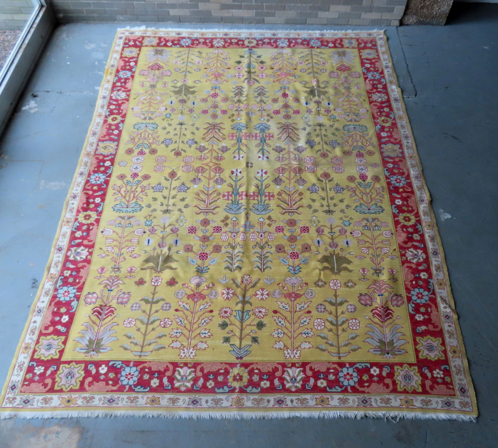 A very fine room size oriental rug, late 20th century, flowers on a mustard ground - all hand woven. (1 of 12)