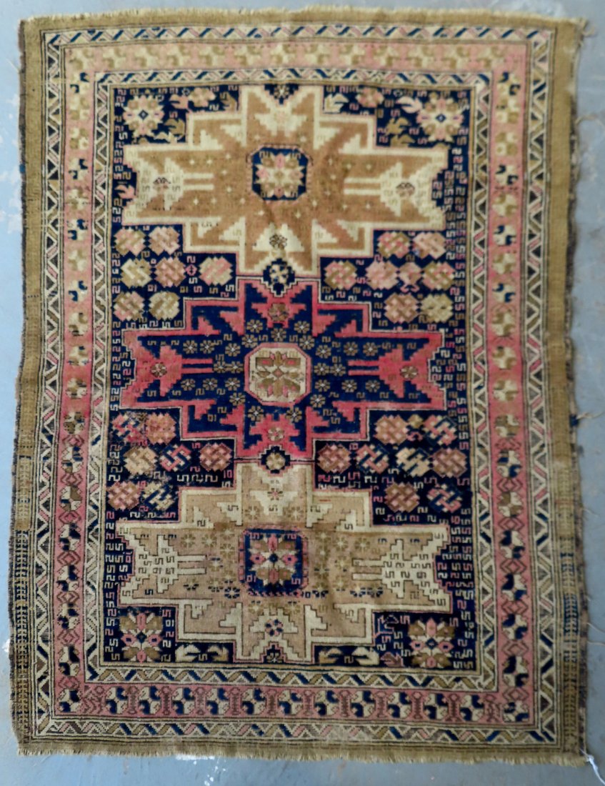 An early oriental scatter rug, hand knotted, 19th century. (1 of 6)