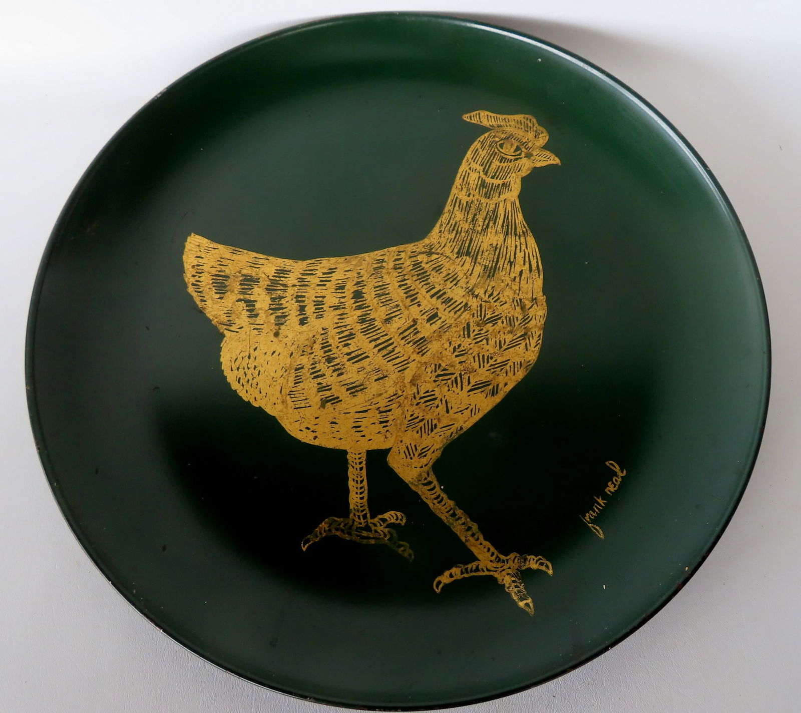 Frank Neal, NY and Illinois 1915-1955., African American artist. Toleware charger with original hand (1 of 3)