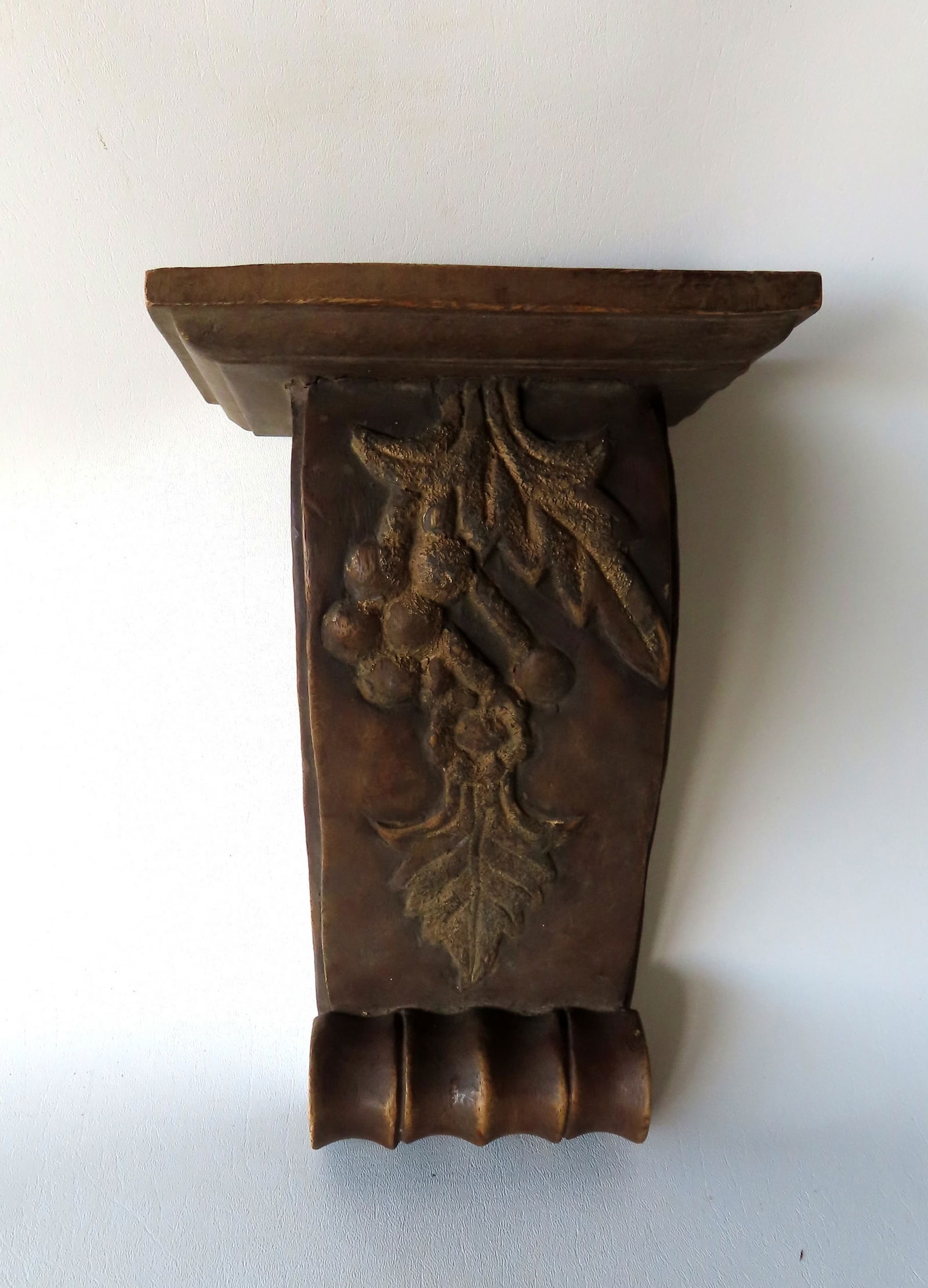A carved wooden corbel, traces of original paint, 19th century - very good condition. Measures 9"W x (1 of 8)