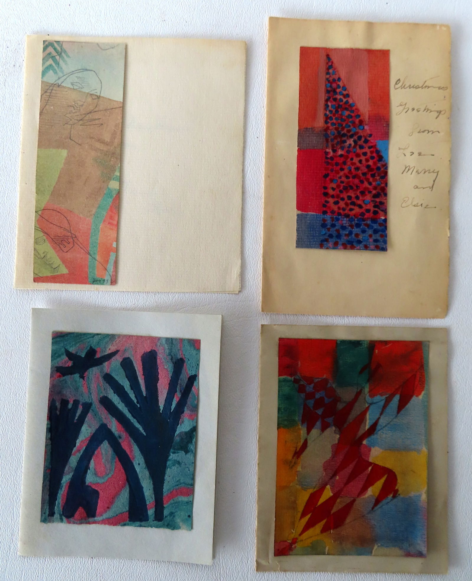 Four original W/C's by Elsie Driggs/Lee Gatch. Each a Christmas card to Rockwell family. The largest (1 of 9)