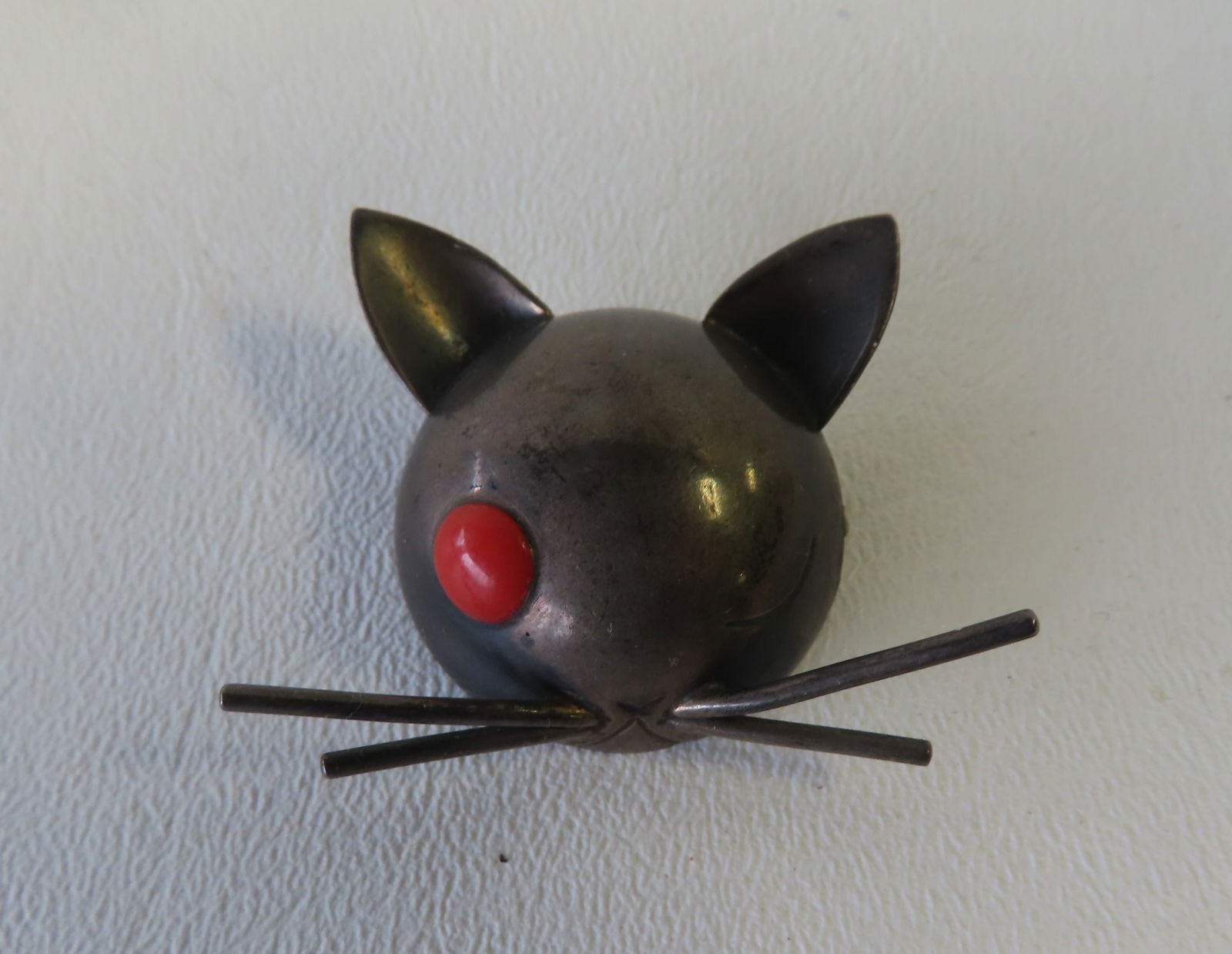 JoPol Georg Jensen Sterling cat brooch with one red stone eye with the other eye closed and with (1 of 3)
