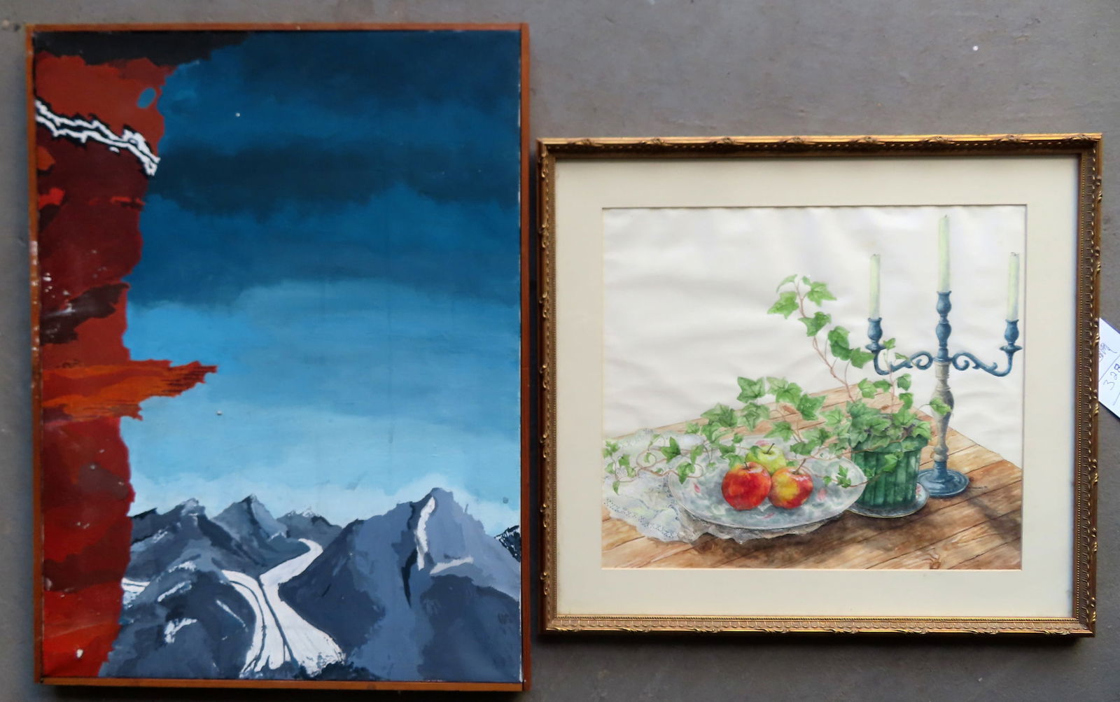 Two paintings attributed to Arthur E. Sudler. The first, W/C still life - professionally framed and (1 of 5)
