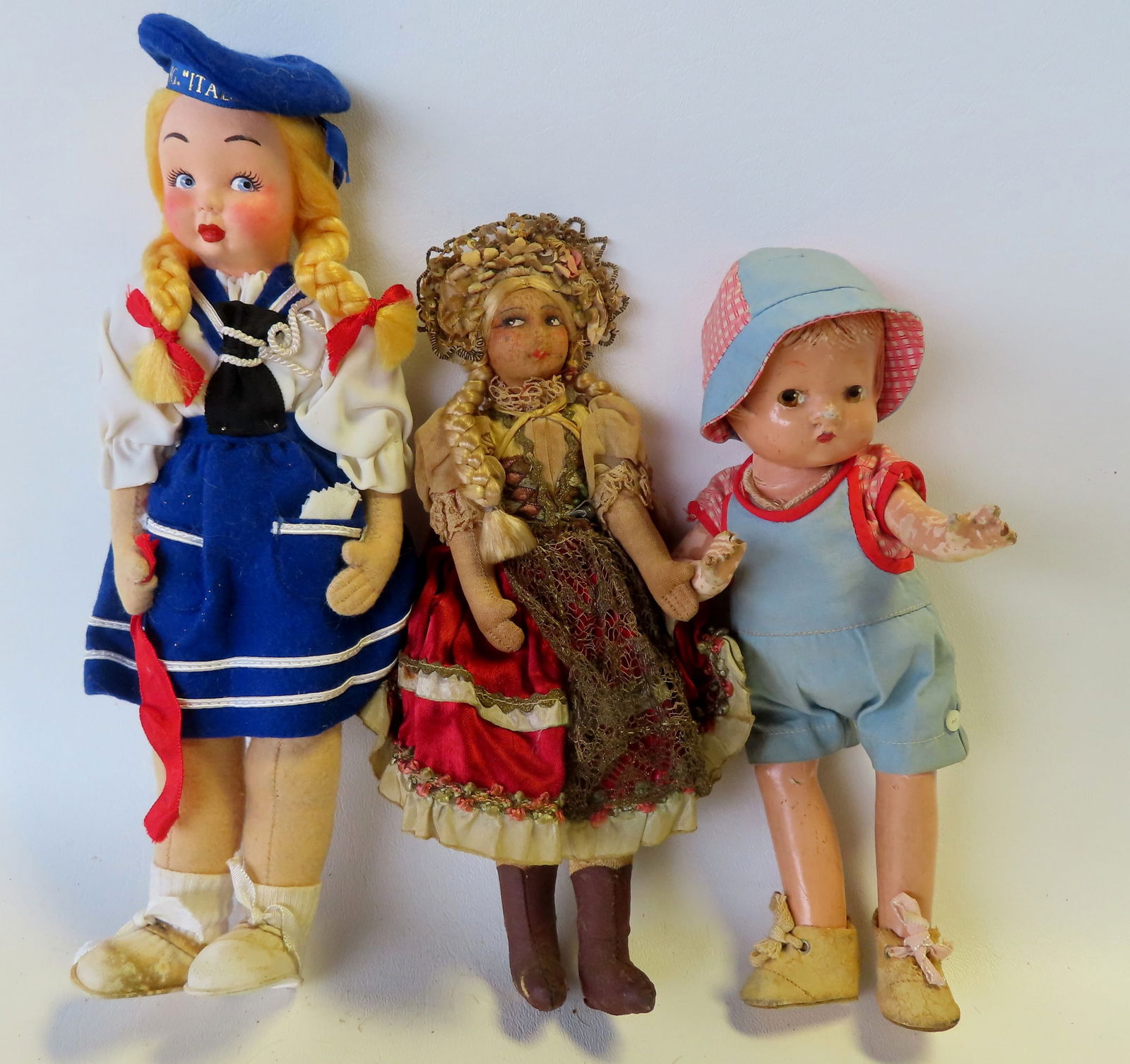Three vintage dolls including: European cloth doll in original costume with hand painted face - 9 (1 of 8)